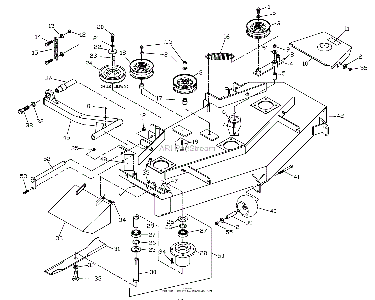 Husqvarna ZTH 4817 A (539104701-01) (2000-03) Parts Diagram for Deck ...