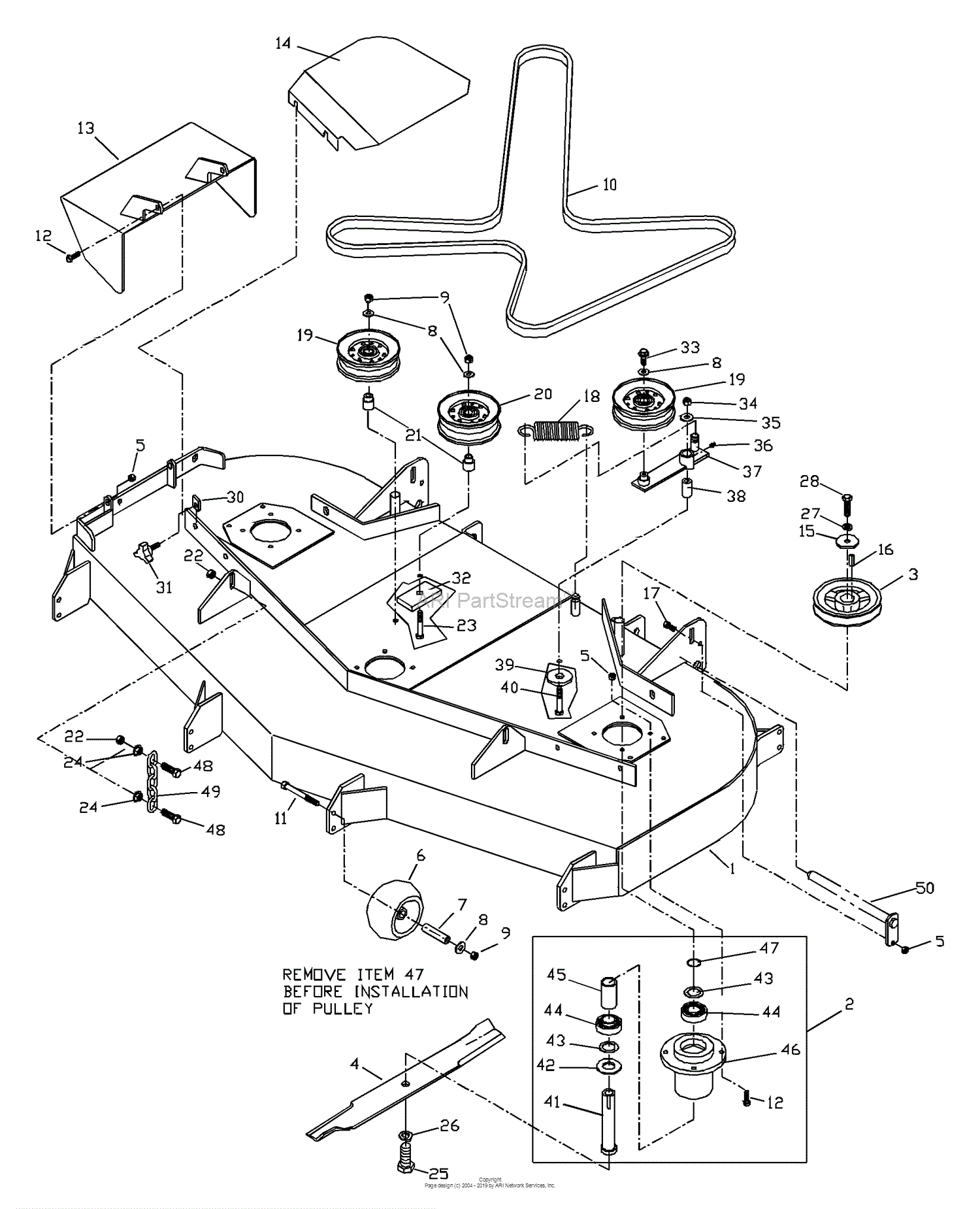 Husqvarna ZTH 5225 KO (2000-09) Parts Diagram for Front Deck Assembly