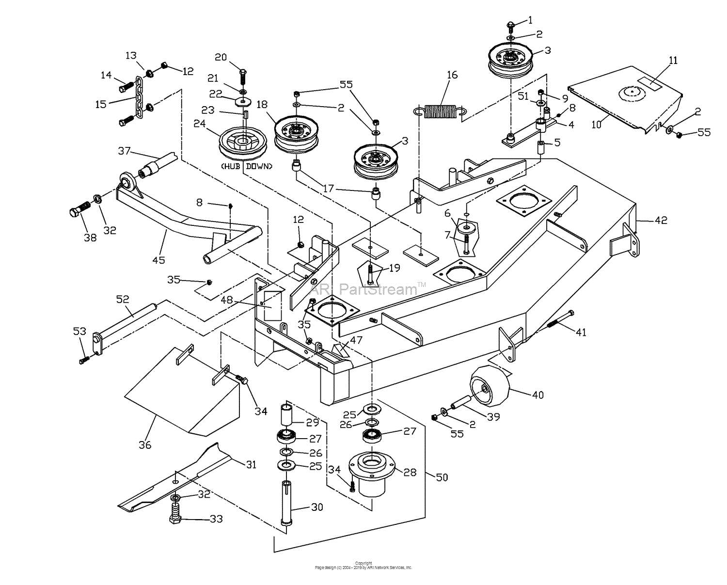 Husqvarna ZTHKW 4821 (2000-05) Parts Diagram for Deck Assembly