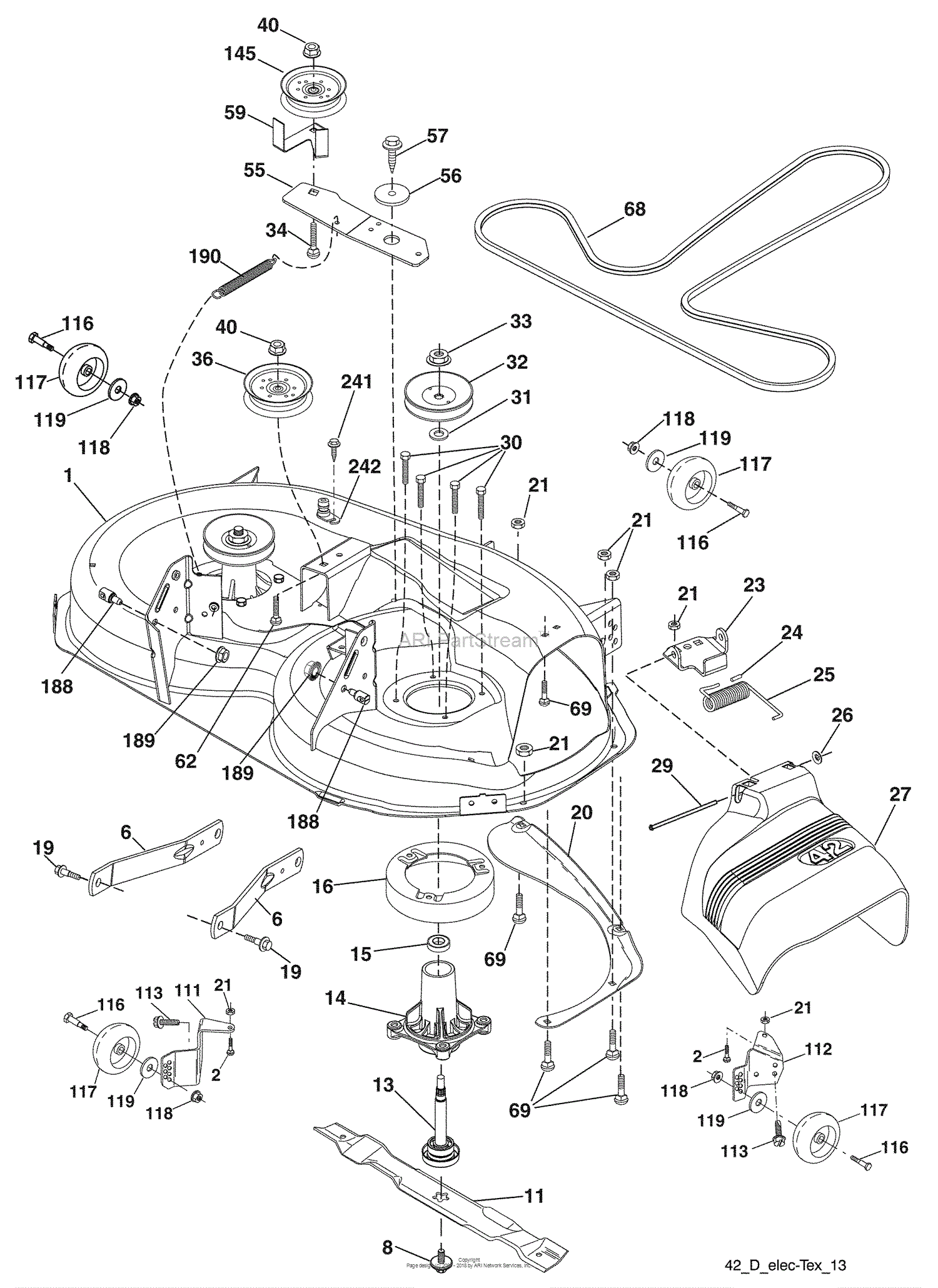 Husqvarna 2042 LS (96043006200) (2008-11) Parts Diagram for Mower Deck