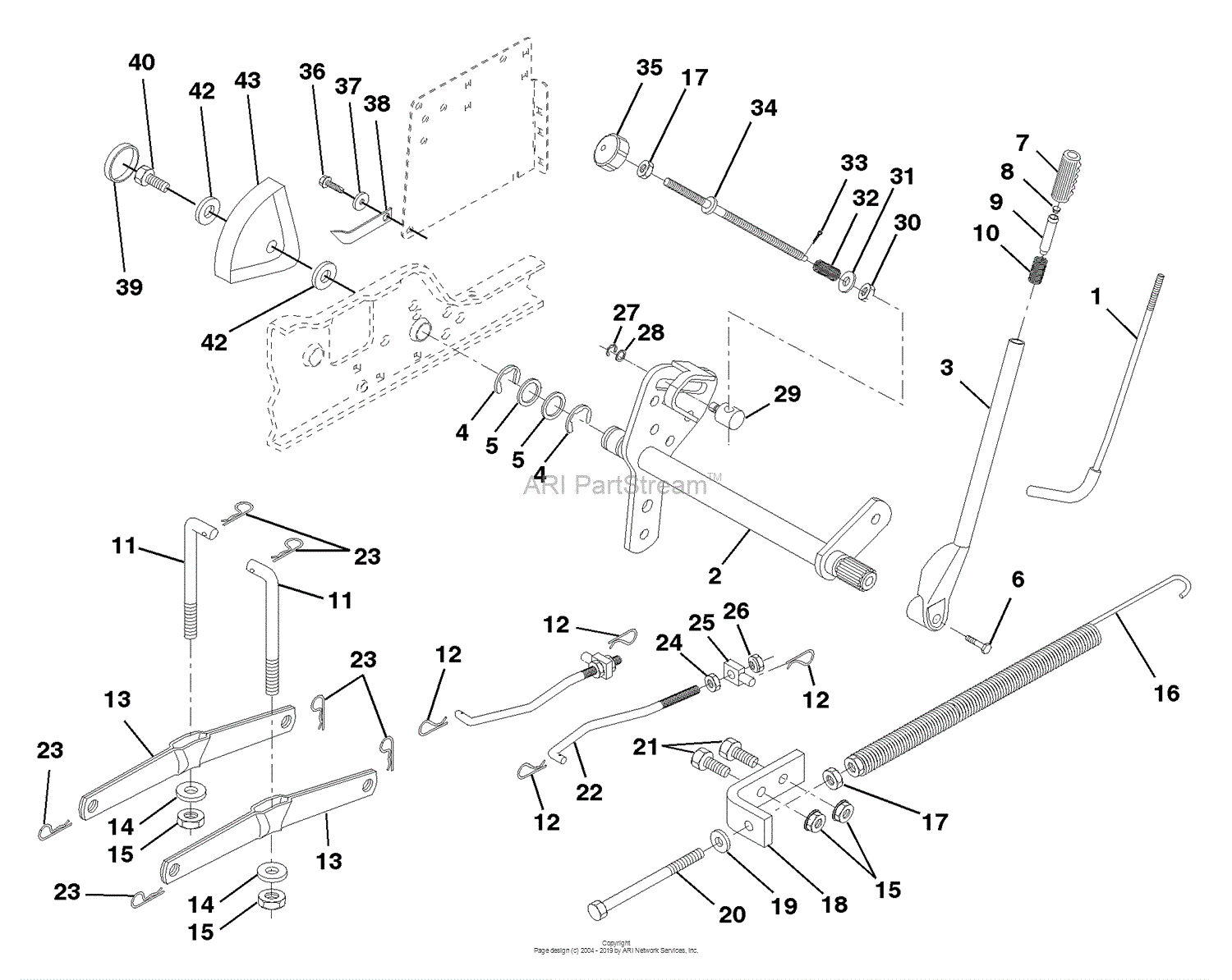 Husqvarna GT 200 (1994-07) Parts Diagram for Mower Lift