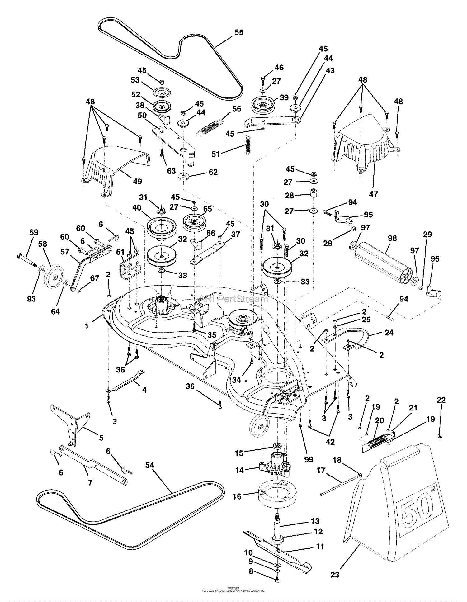 Husqvarna GT 200 (1995-06) Parts Diagram for Mower Deck