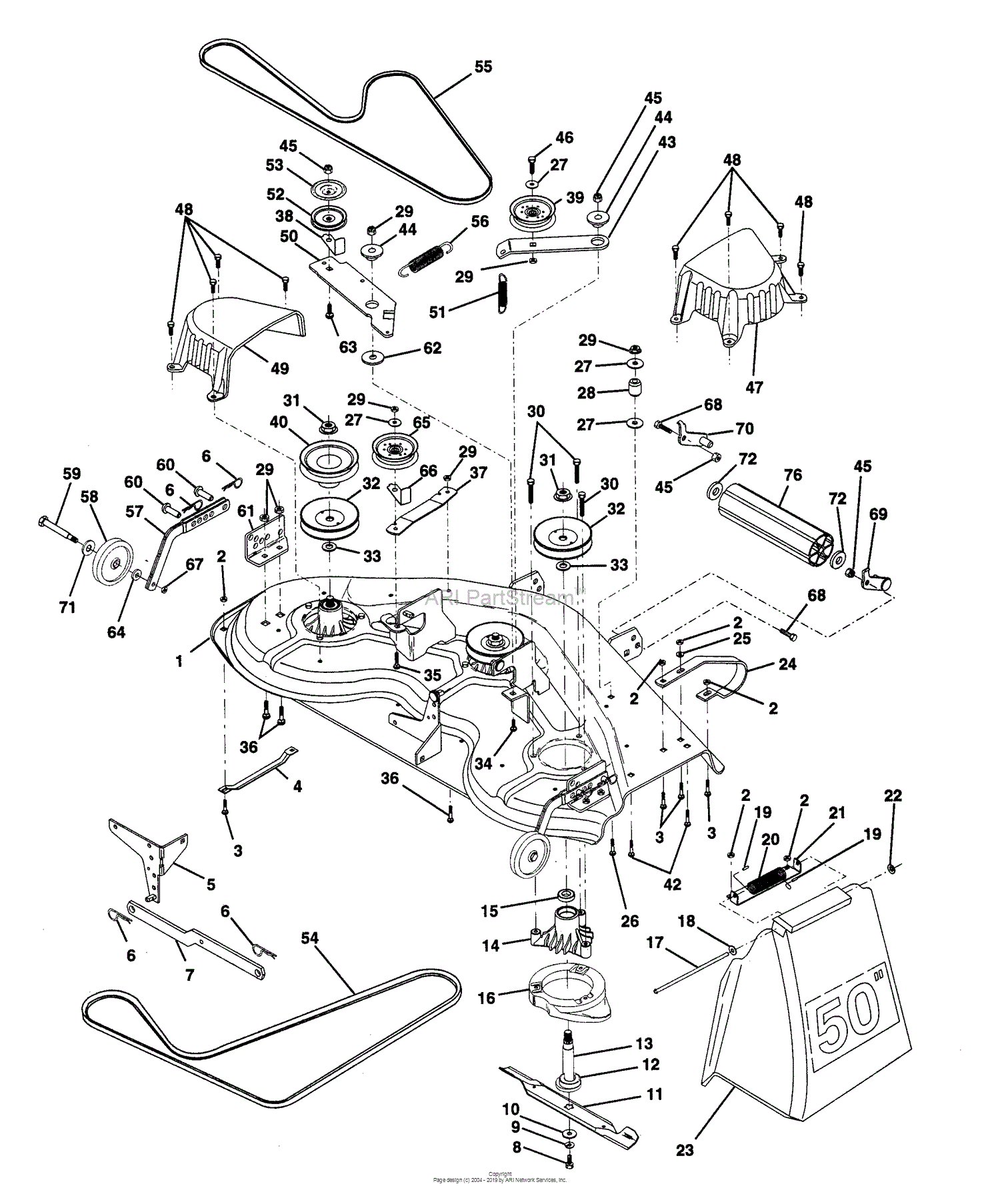 Husqvarna GT 200 (HN2050A) (1993-12) Parts Diagram for Mower Deck