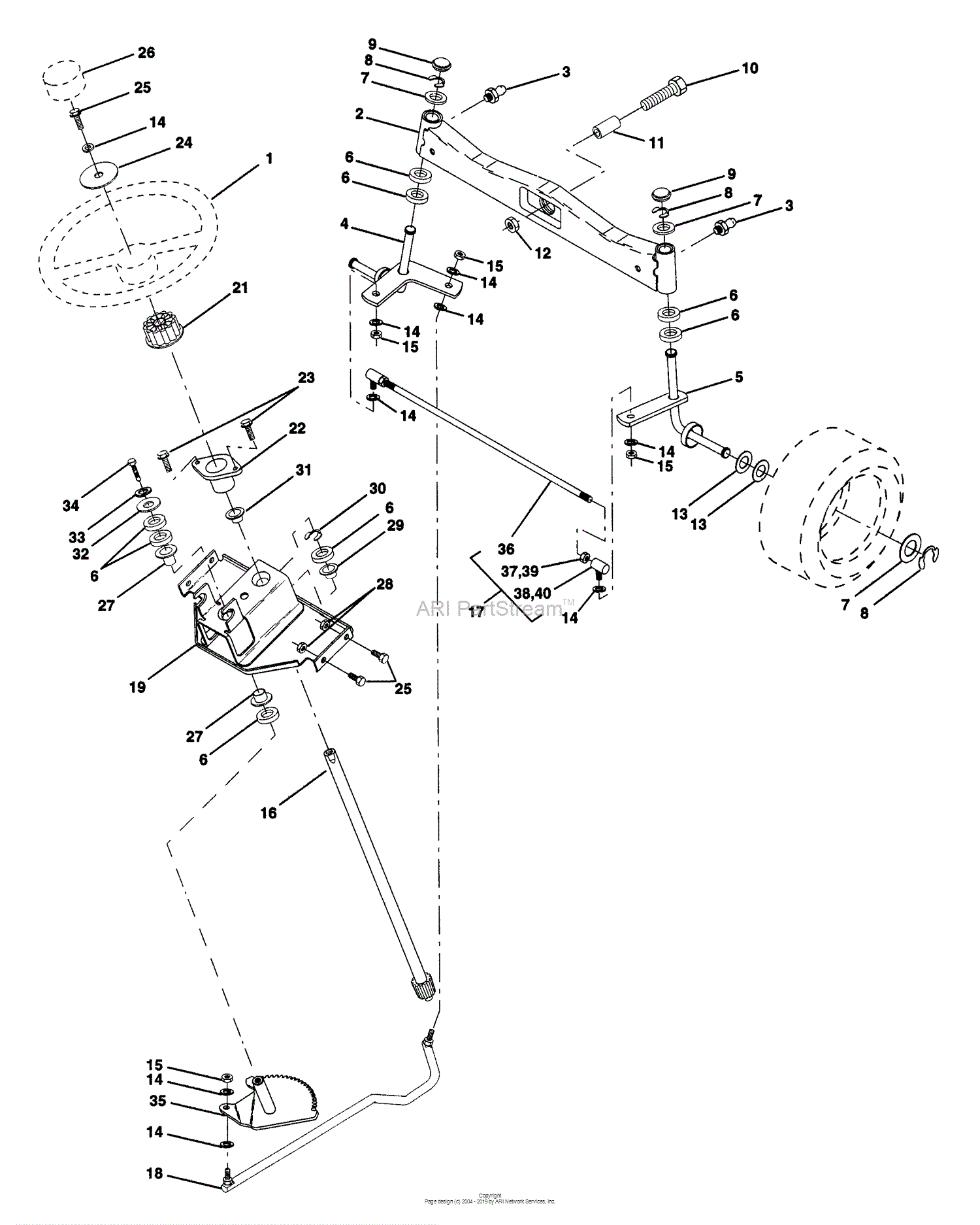 Husqvarna GT 200 (HN2050A) (1993-12) Parts Diagram for Steering Assembly