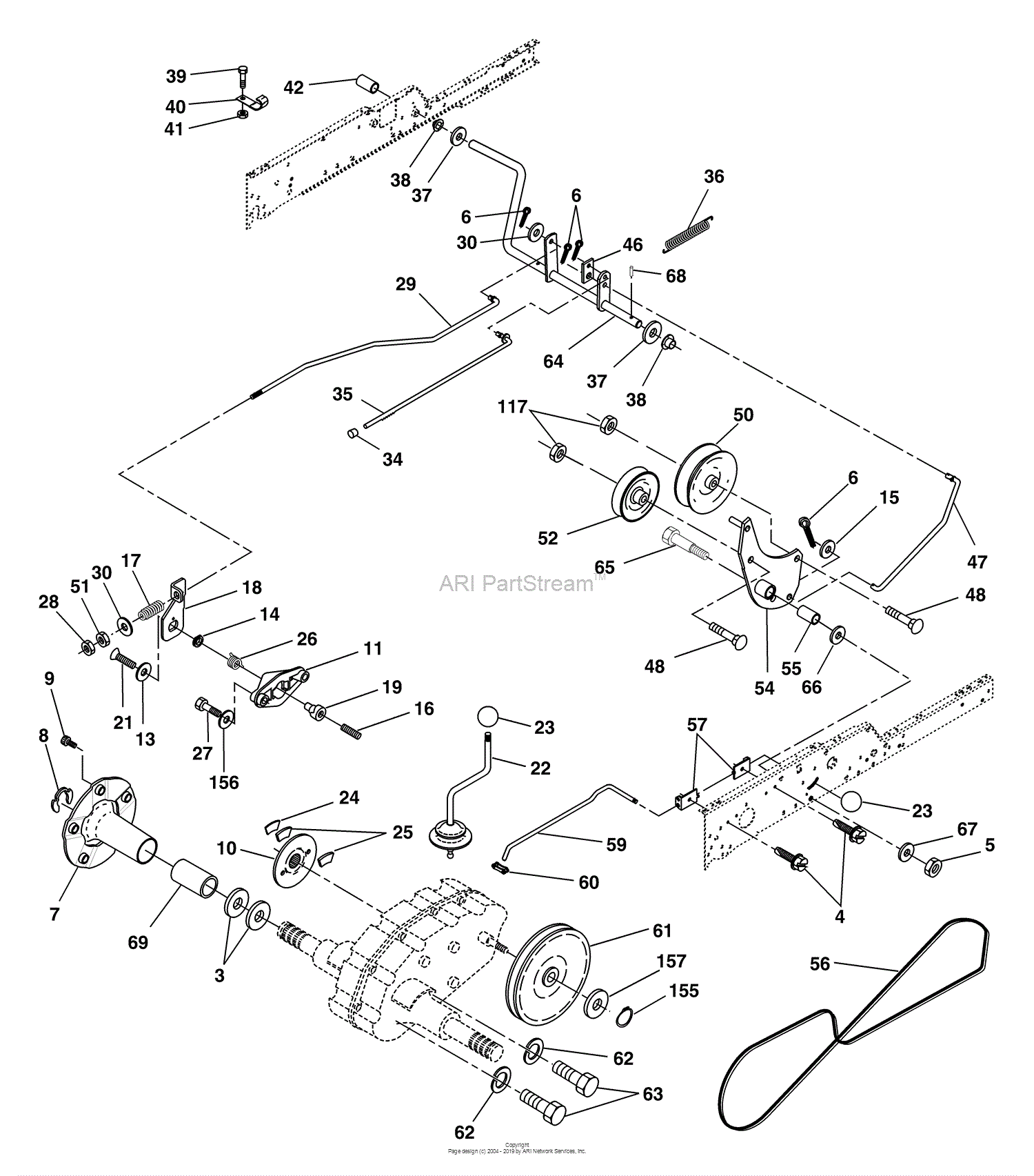 husqvarna gt2254 drive belt diagram