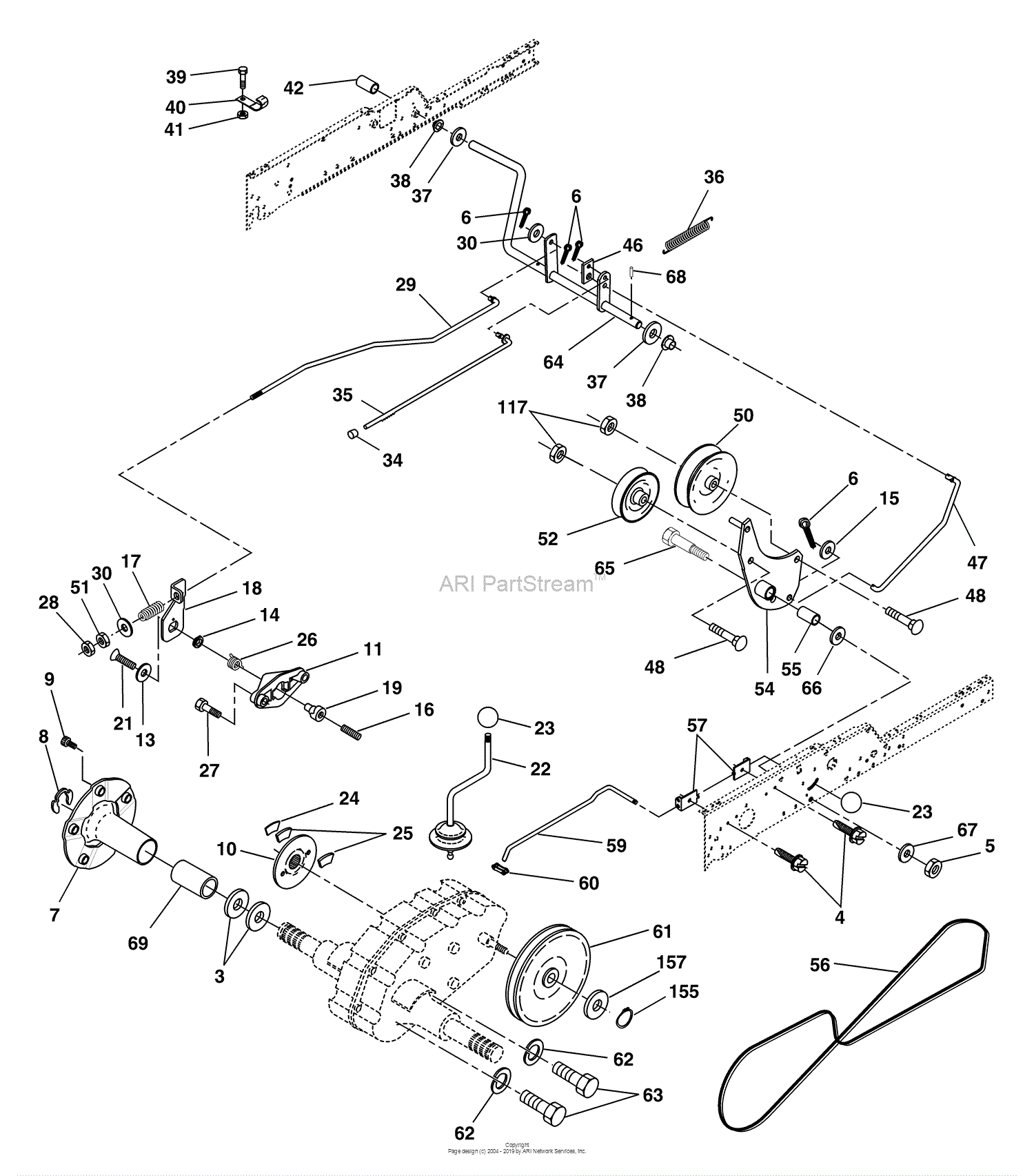 Husqvarna GT 2254 (96025000202) (2005-06) Parts Diagram for Ground Drive