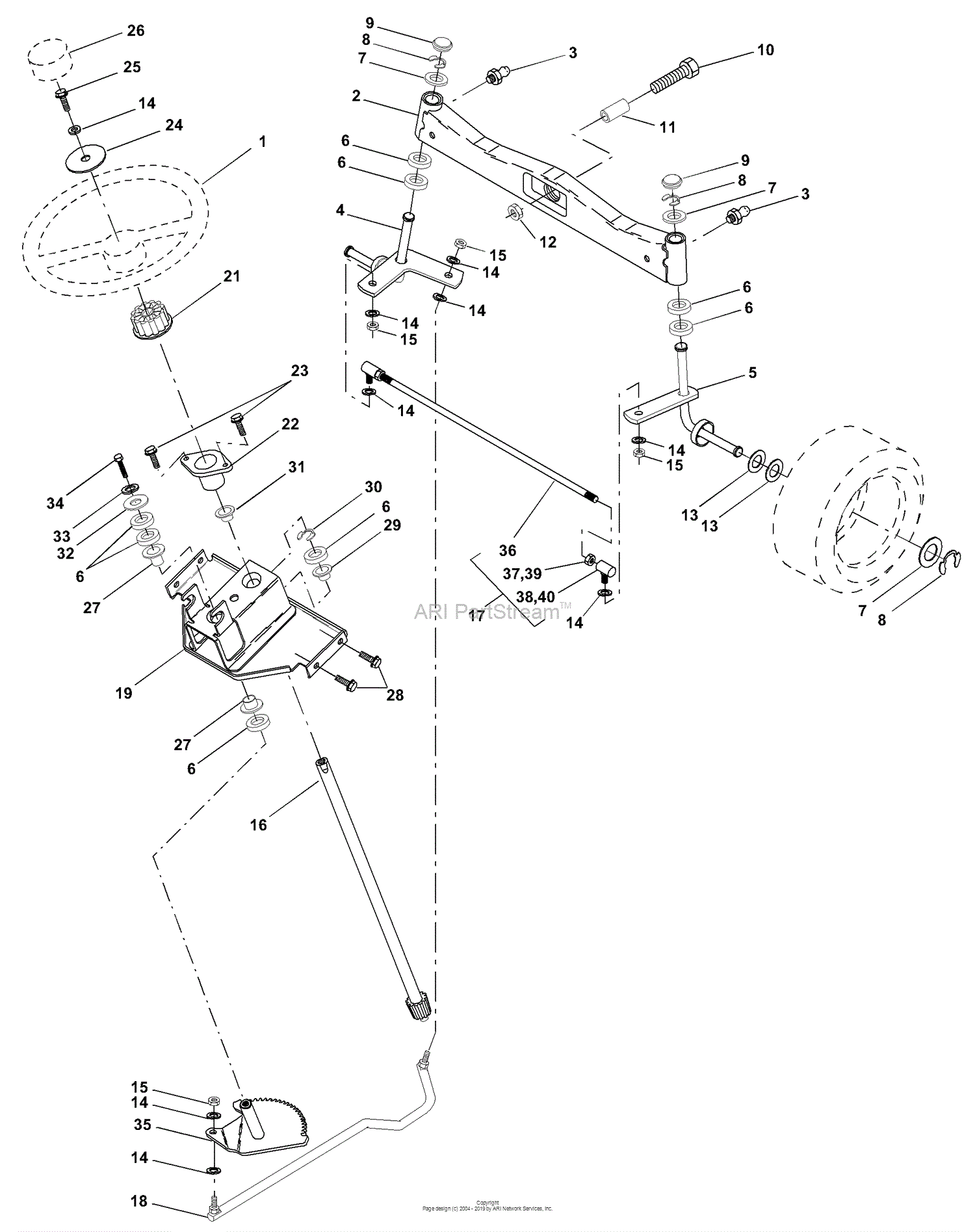 Husqvarna GTH 200 (954001122A) (1994-07) Parts Diagram for Steering ...