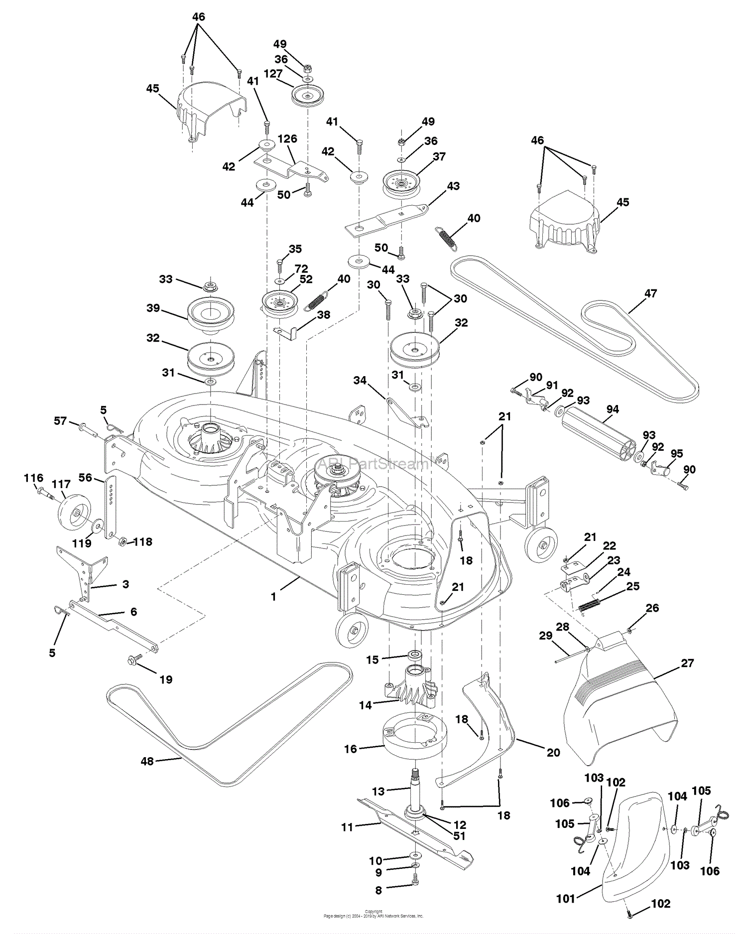 Husqvarna GTH 200 (954140046B) (1998-07) Parts Diagram for Mower Deck
