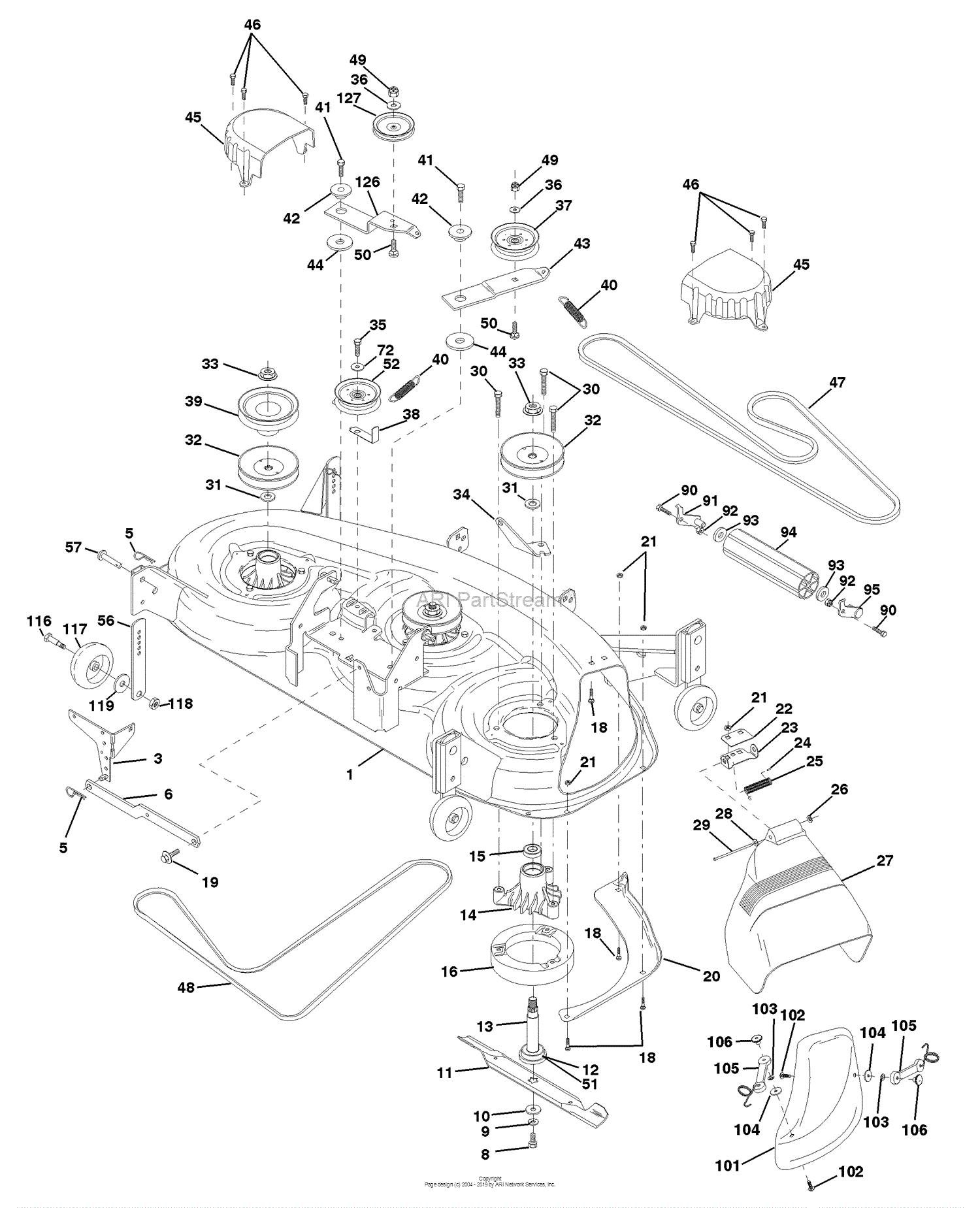 Husqvarna GTH 200 (954140046C) (1999-04) Parts Diagram for Mower Deck