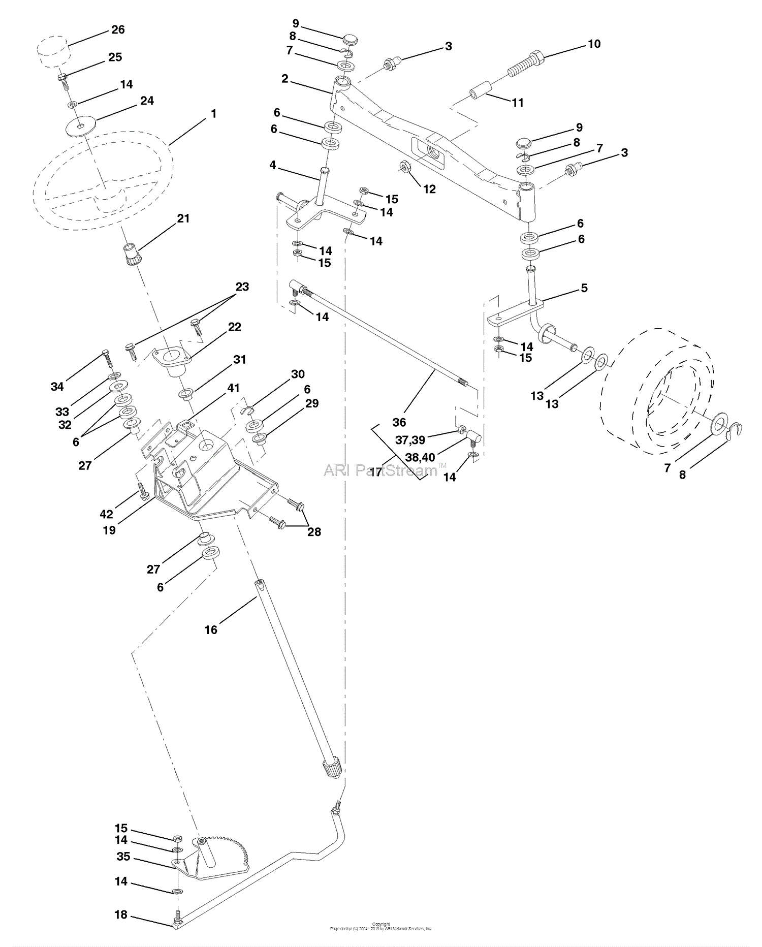 Husqvarna GTH 200 (954140046C) (1999-04) Parts Diagram for Steering ...