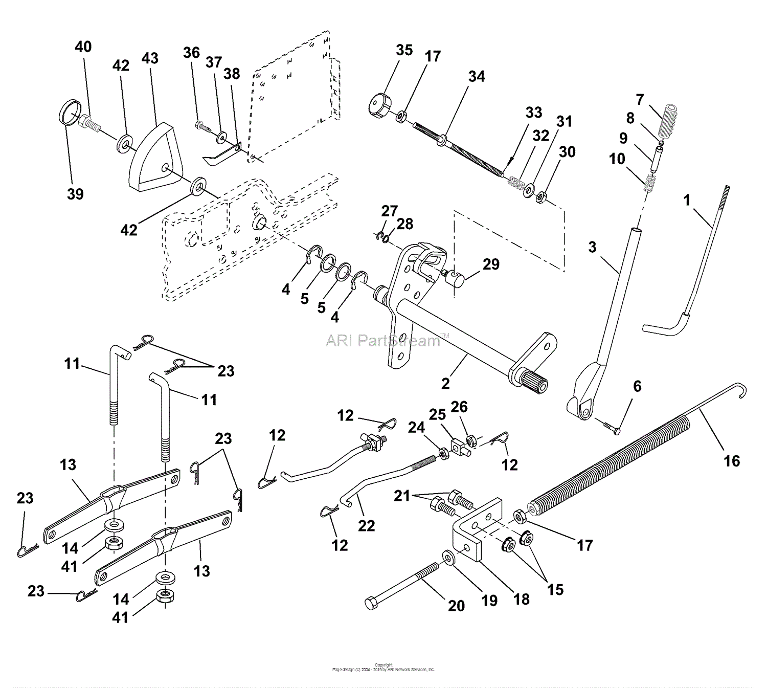 Husqvarna GTH 220 (9540020022A) (1995-05) Parts Diagram for Lift Assembly
