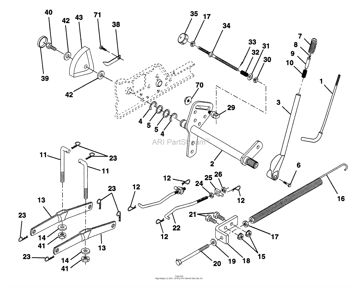 Husqvarna GTH 220 (954140012B) (1996-11) Parts Diagram for Lift Assembly