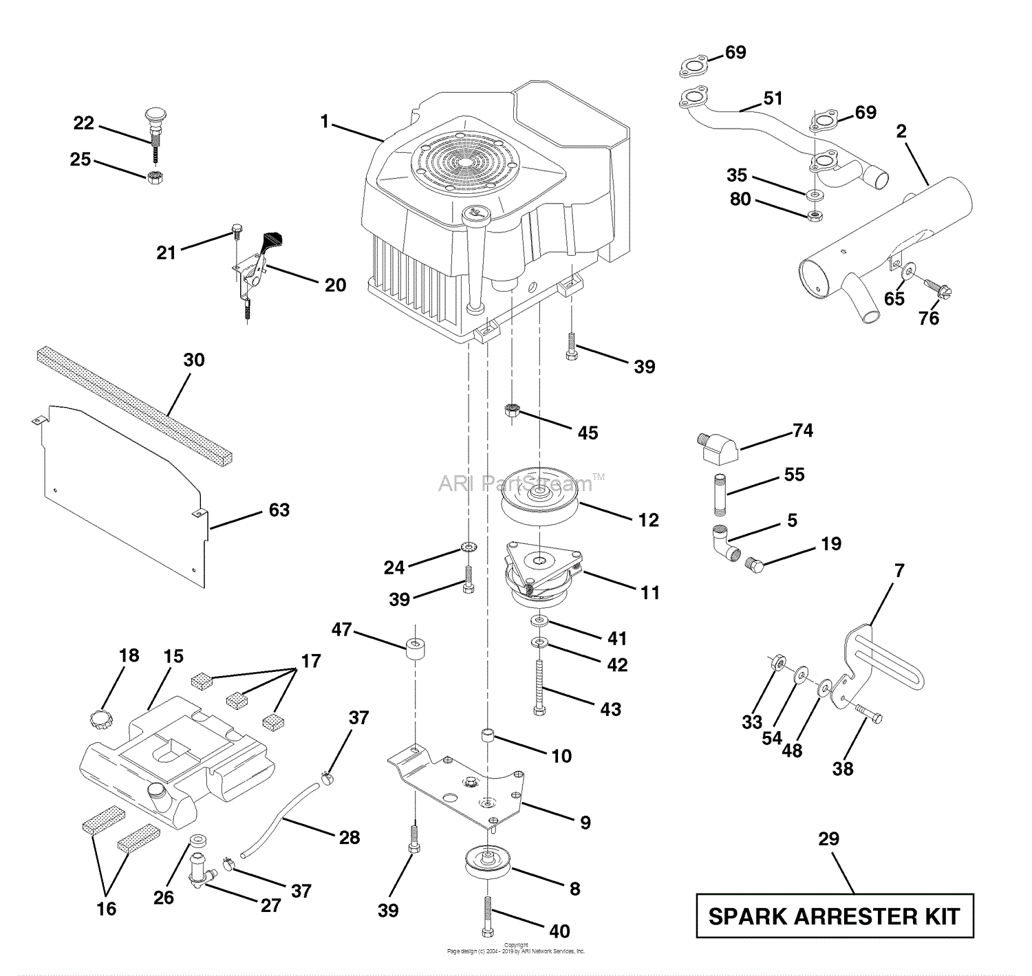 Husqvarna GTH 220 (954140012D) (1998-07) Parts Diagram for Engine