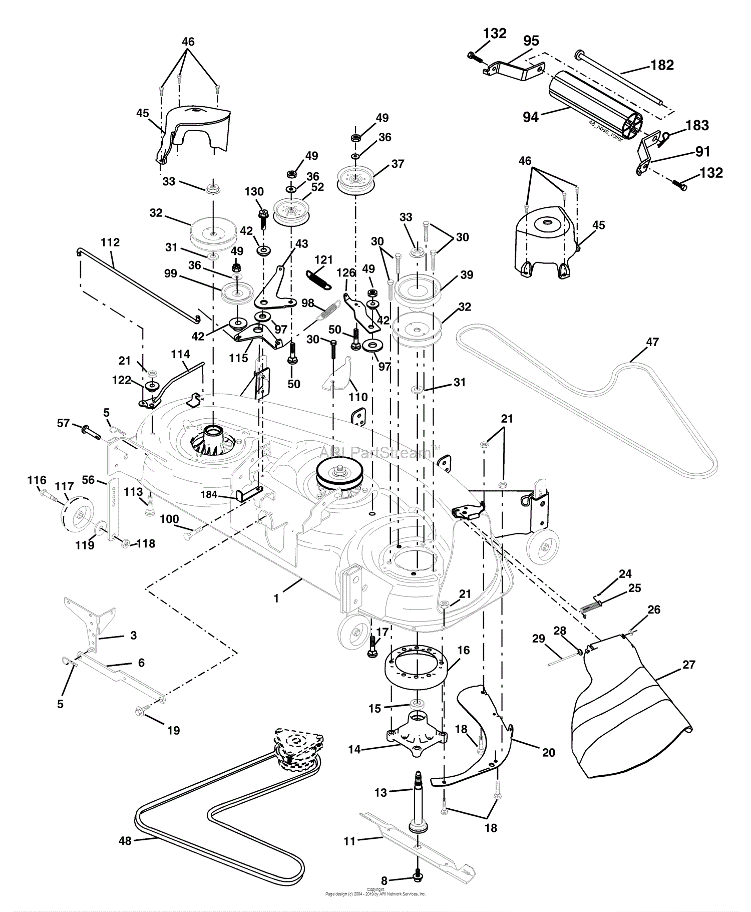 Husqvarna GTH 2248 XPB (954567888) (2002-10) Parts Diagram for Mower Deck