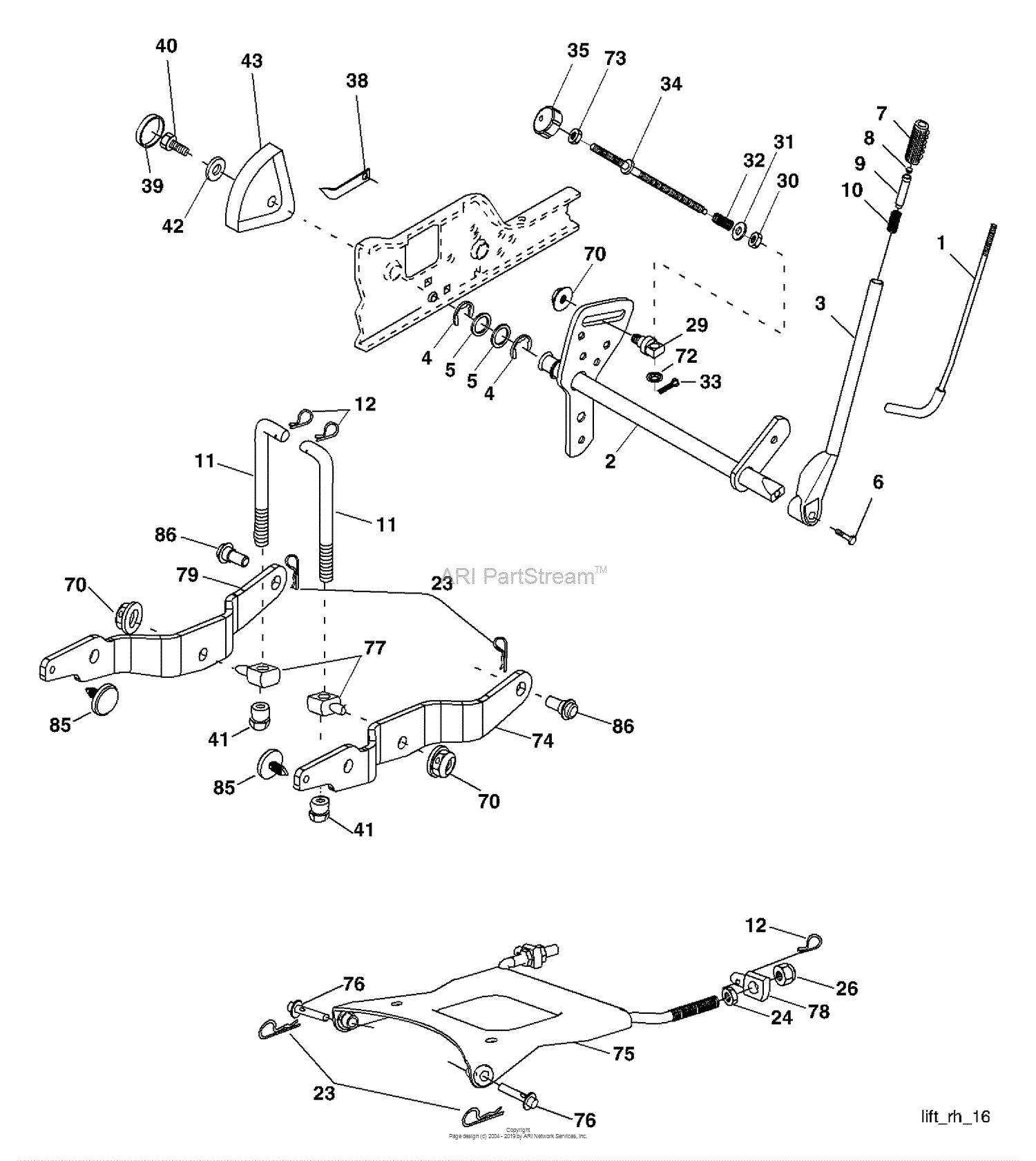 Husqvarna GTH 2254 XP (96023000200) (2005-05) Parts Diagram for Lift ...