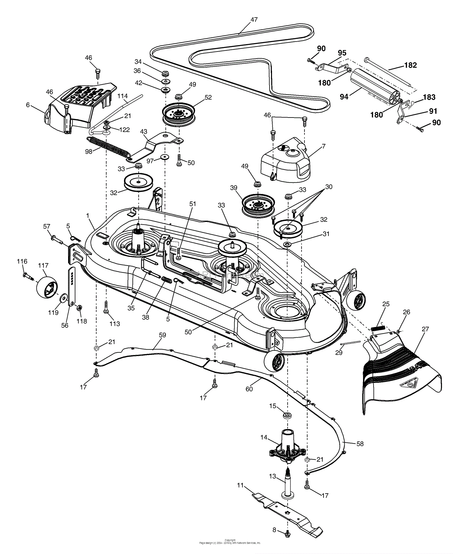 Husqvarna GTH 2254 XPA (954571229) (2004-08) Parts Diagram for Mower Deck