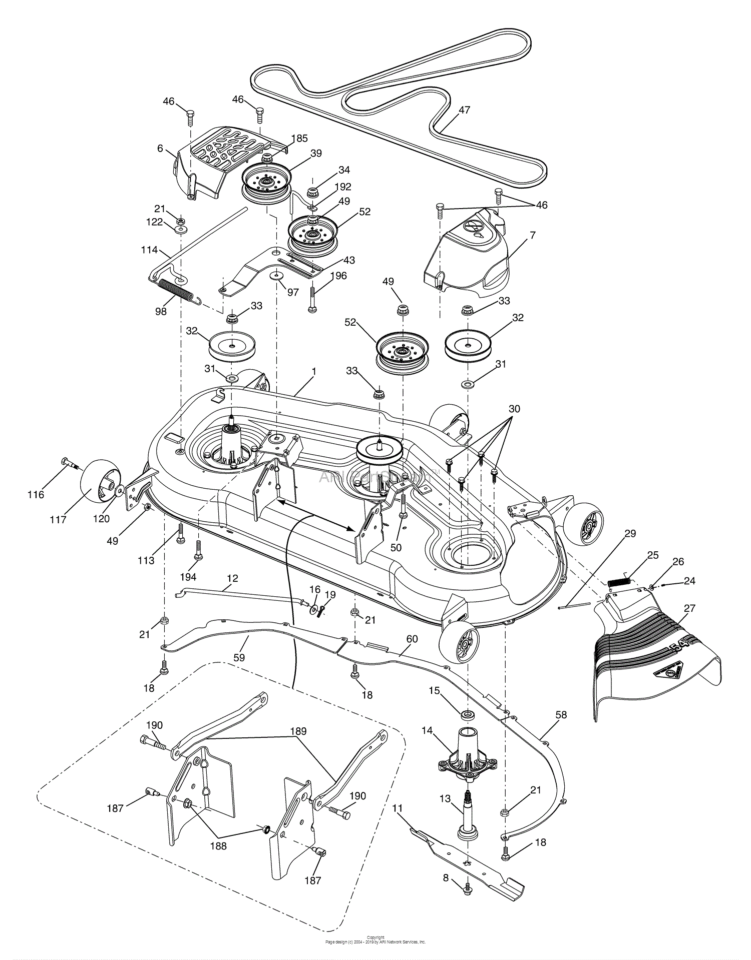 Husqvarna GTH 2454 T (96043002300) (2006-06) Parts Diagram for Mower Deck