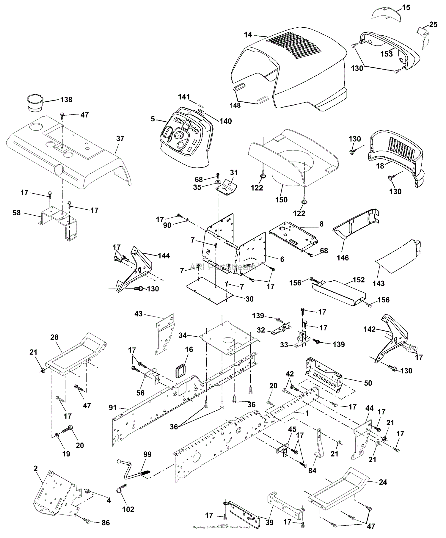 Husqvarna GTH 2550 XPB (954567116) (2001-02) Parts Diagram for Chassis ...
