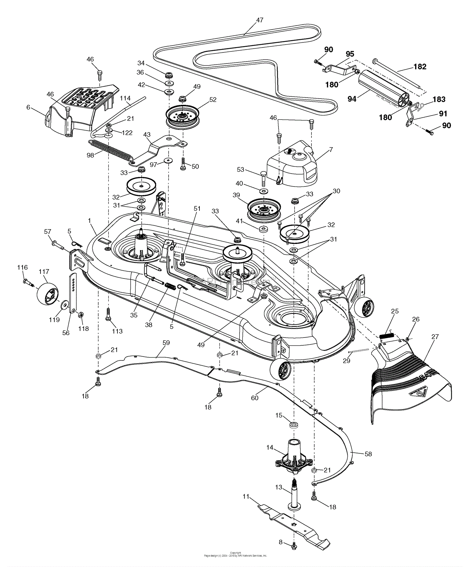 Husqvarna GTH 2654 (96023000600) (2005-03) Parts Diagram for Mower Deck