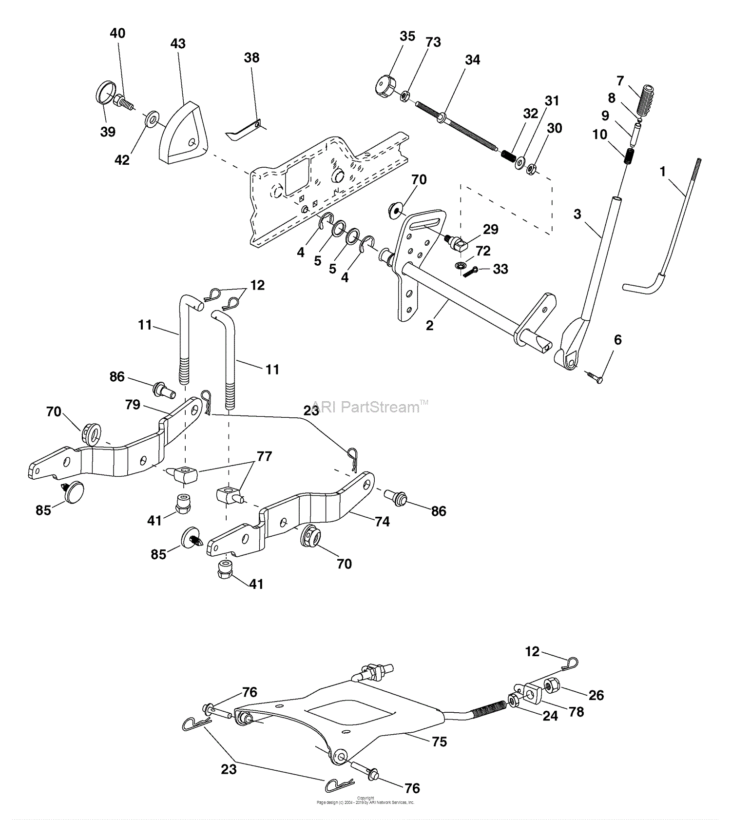 Husqvarna GTH 2654 (96025000100) (2005-06) Parts Diagram for Lift Assembly