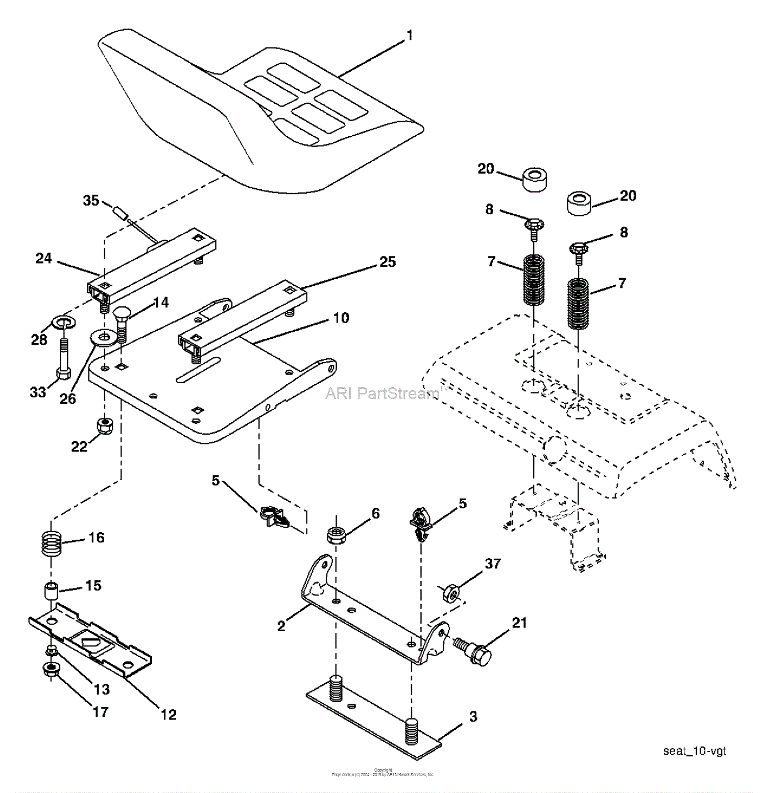 Husqvarna GTH 2654 (96025000101) (2005-06) Parts Diagram for Seat Assembly