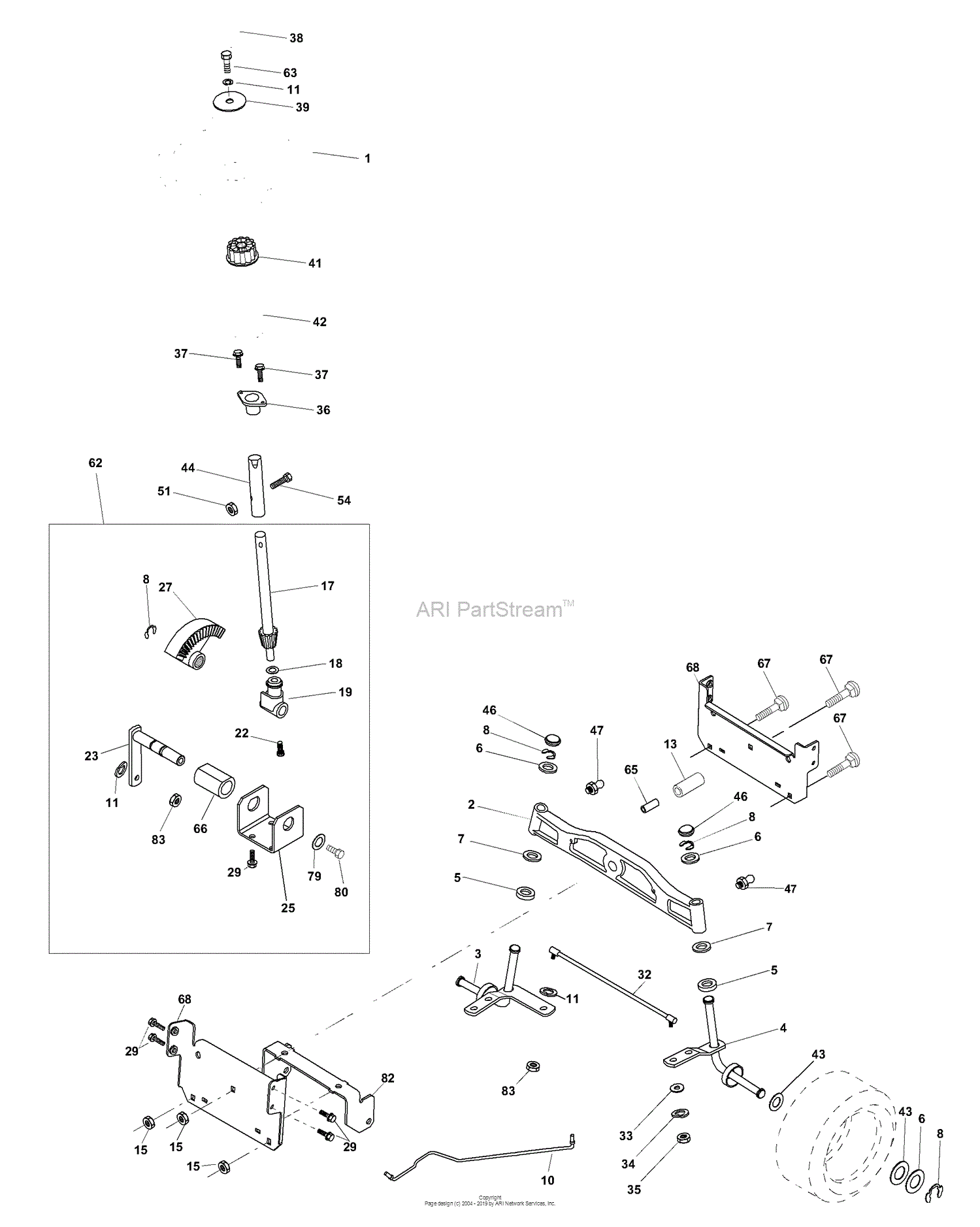 Husqvarna GTVH 205 (954140102A) (1999-10) Parts Diagram for Steering ...