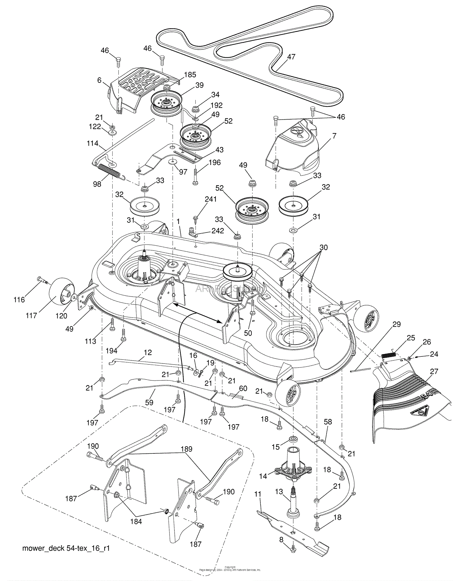 Husqvarna LGT 2554 (96043006100) (2009-04) Parts Diagram for Mower Deck
