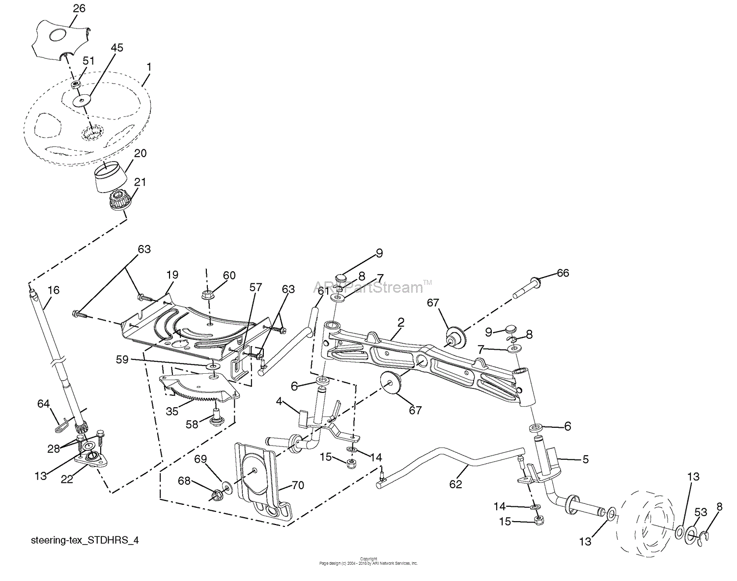 Husqvarna LGT 2554 (96045001501) (2009-05) Parts Diagram for Steering ...