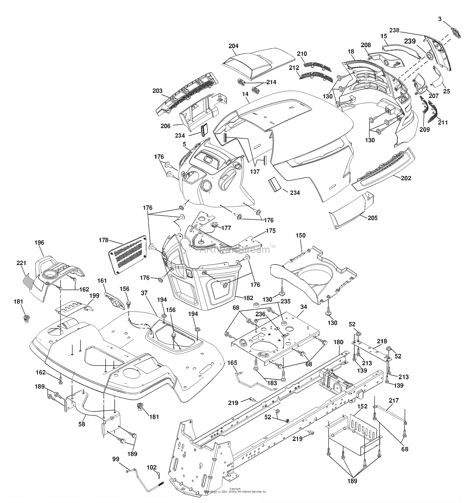 Husqvarna LGT 2654 (96043003600) (200705) Parts Diagram for Chassis