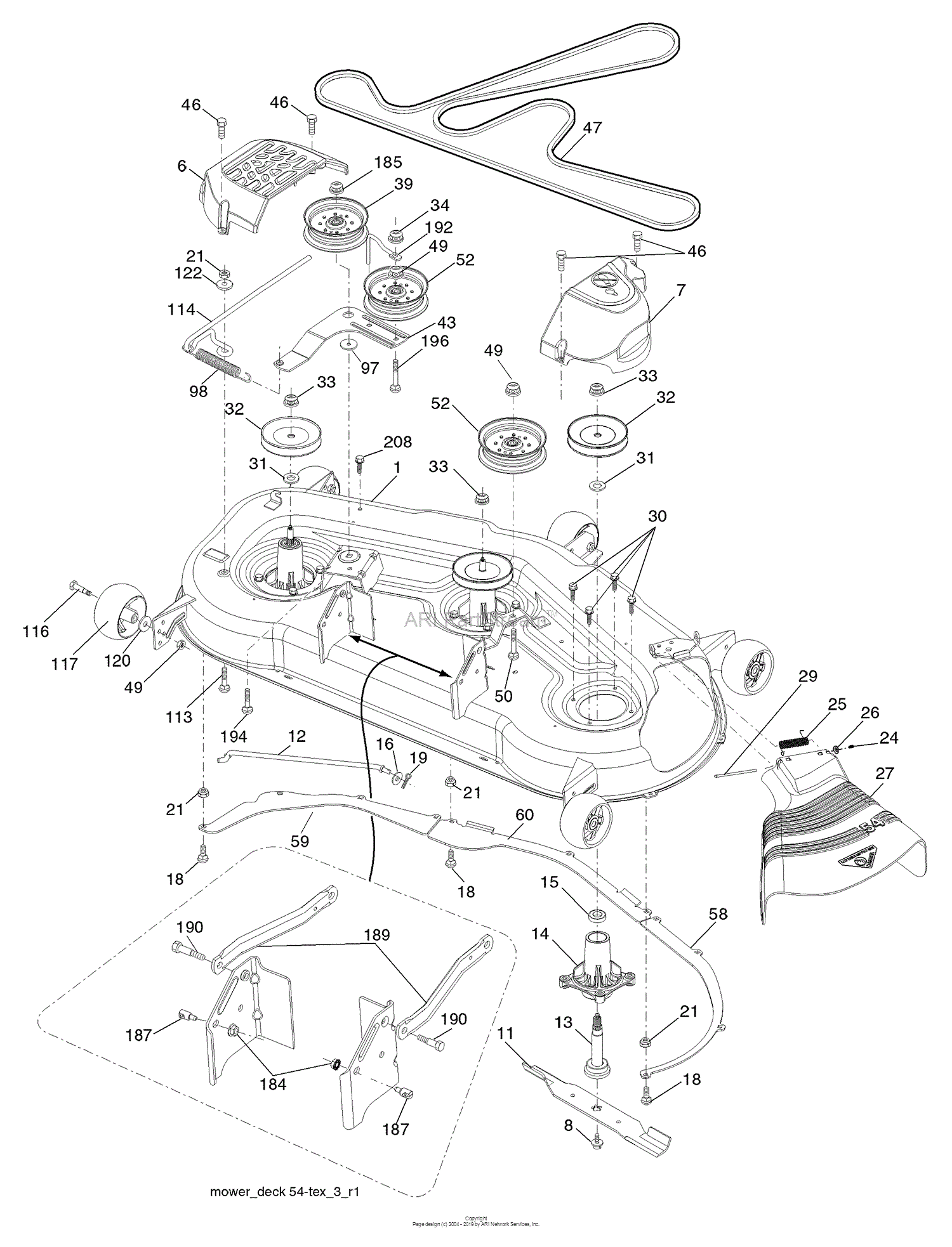 Husqvarna LGT 2654 (96043003601) (2008-01) Parts Diagram for Mower Deck