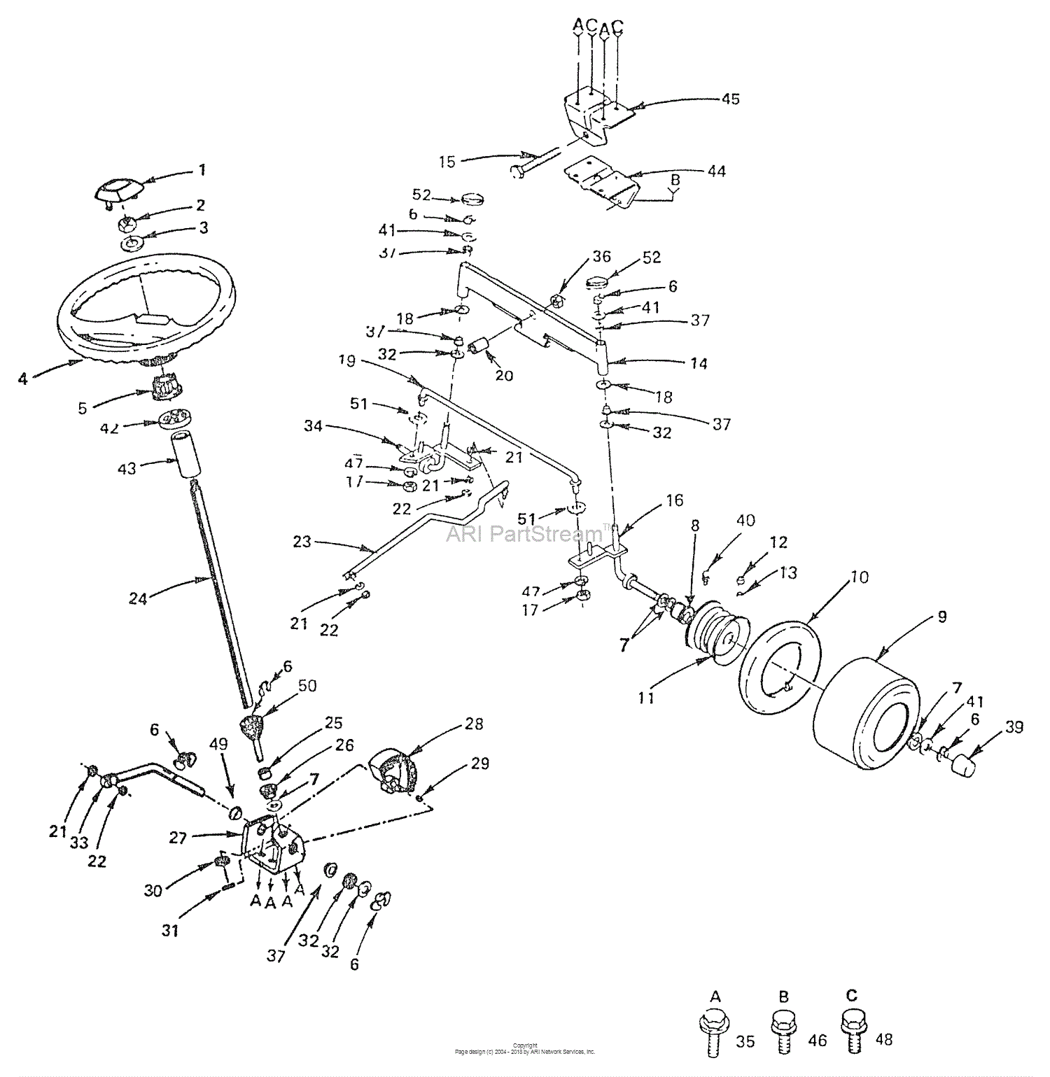 Husqvarna LT 125 (HVLT125AE) (1990-01) Parts Diagram for Steering ...