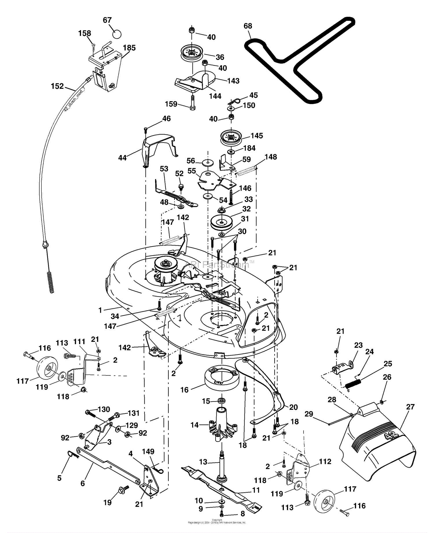 Husqvarna LT 16542 (96013001900) (2006-02) Parts Diagram for Mower Deck