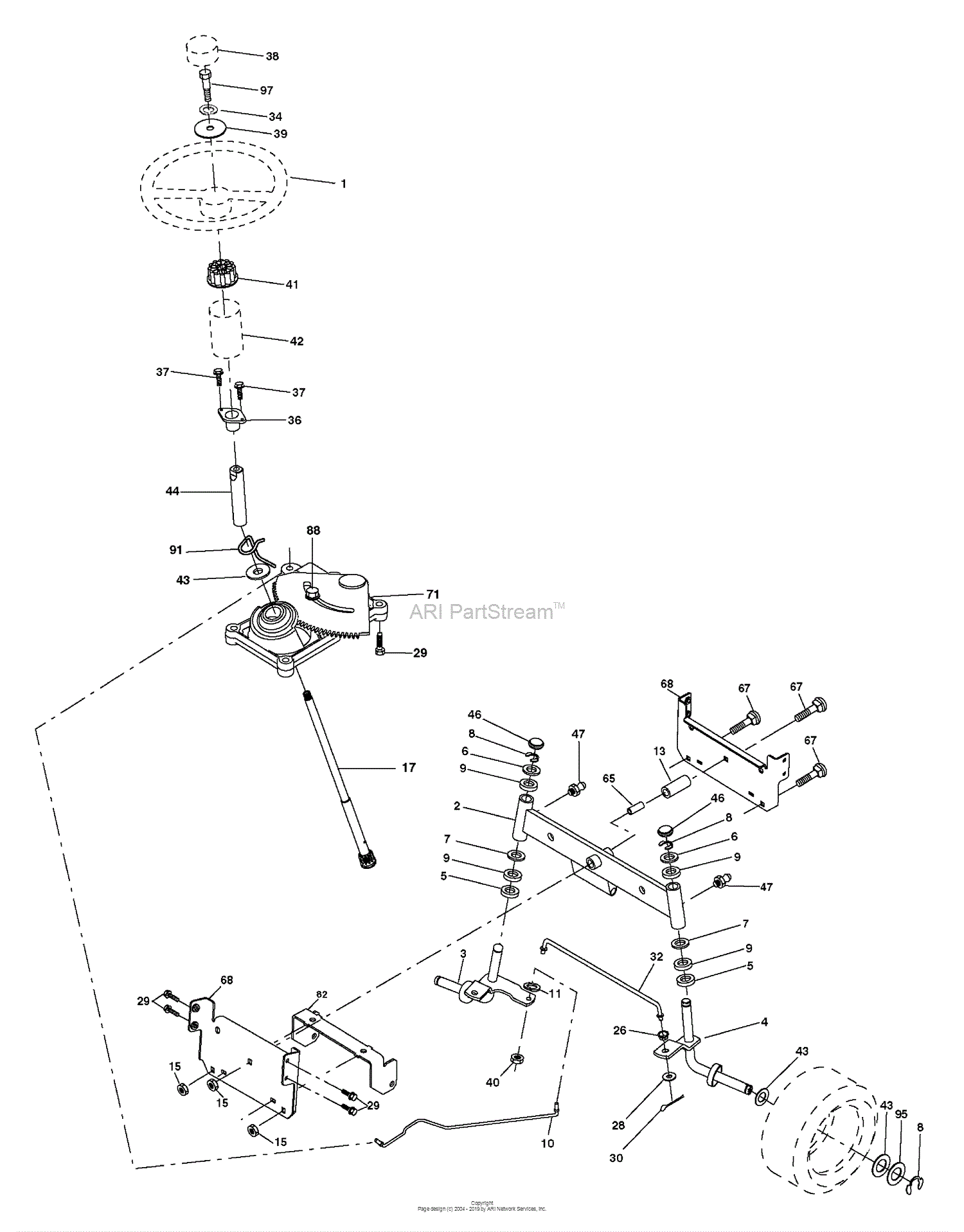 Husqvarna Lt 18542 (96013000400) (2006-03) Parts Diagram For Steering 