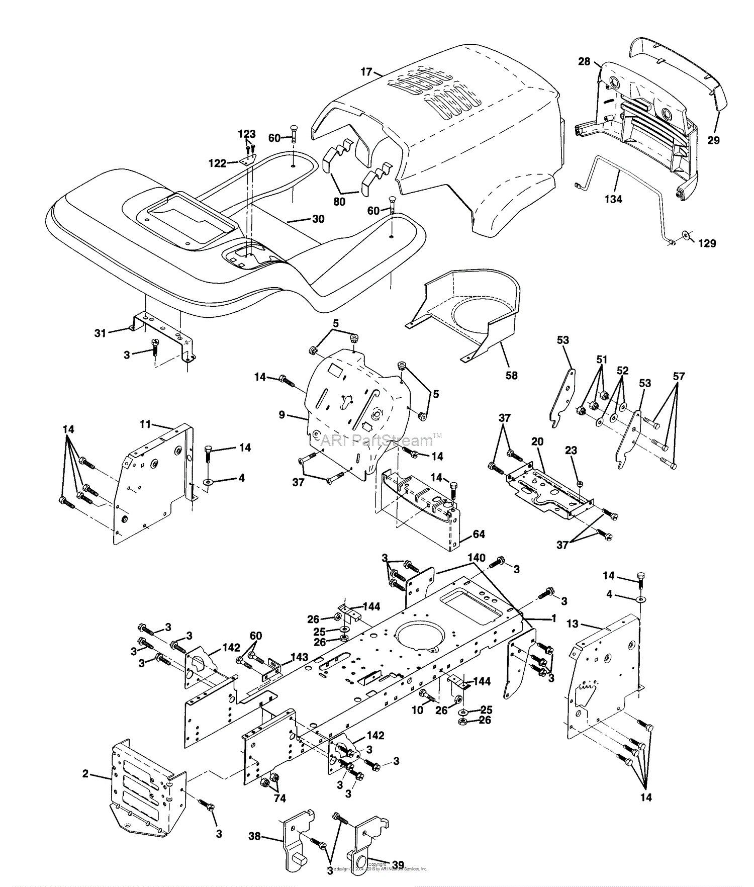 Husqvarna LTH 120 (1997-12) Parts Diagram for Chassis And Enclosures
