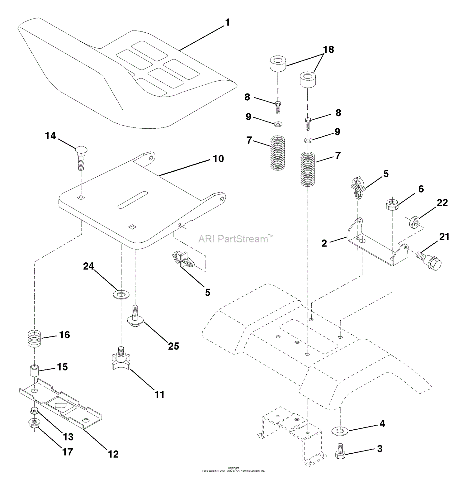 Husqvarna LTH 130 (954140005C) (1998-02) Parts Diagram for Seat Assembly