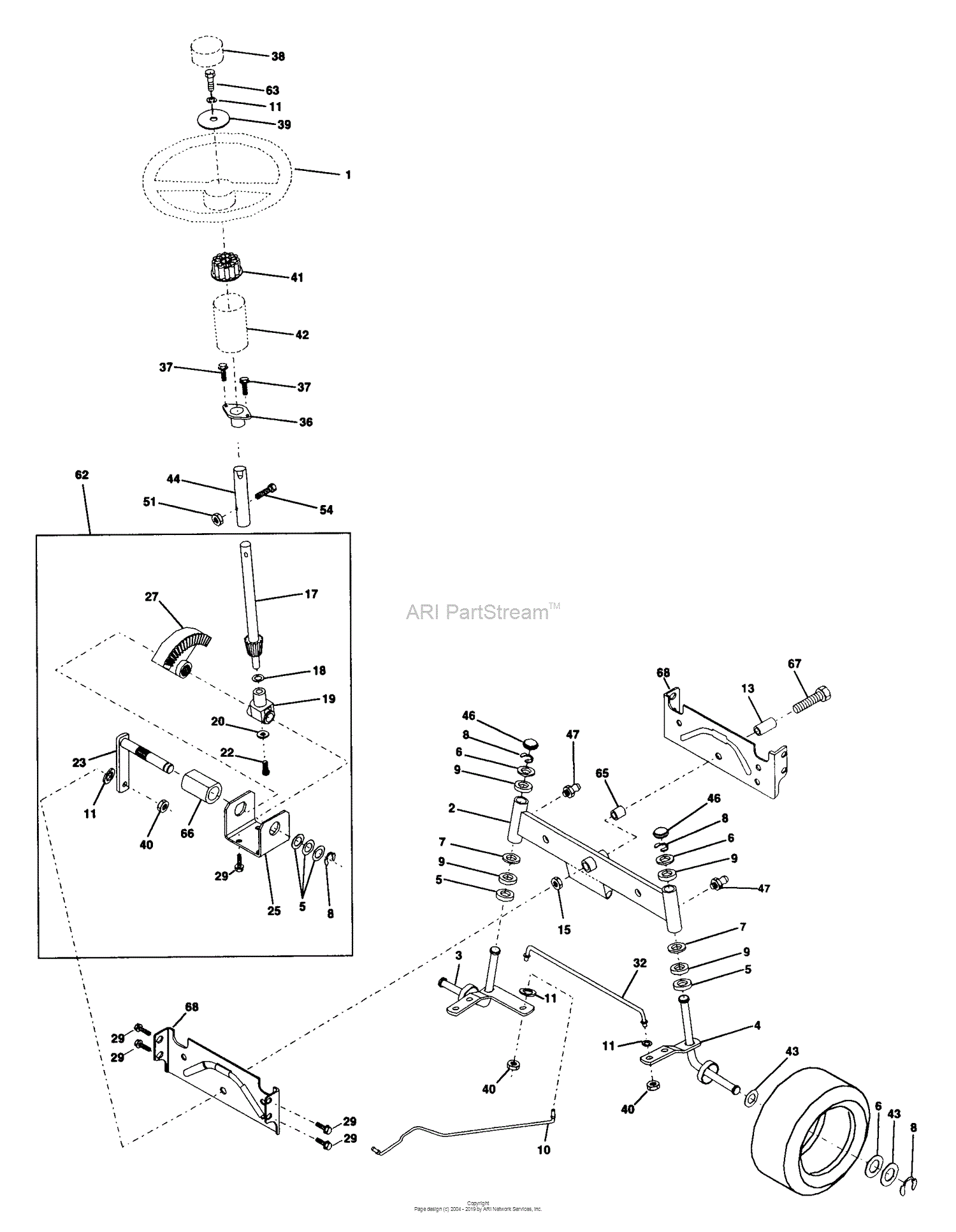 Husqvarna LTH 130 (954140005D) (1998-02) Parts Diagram for Steering ...