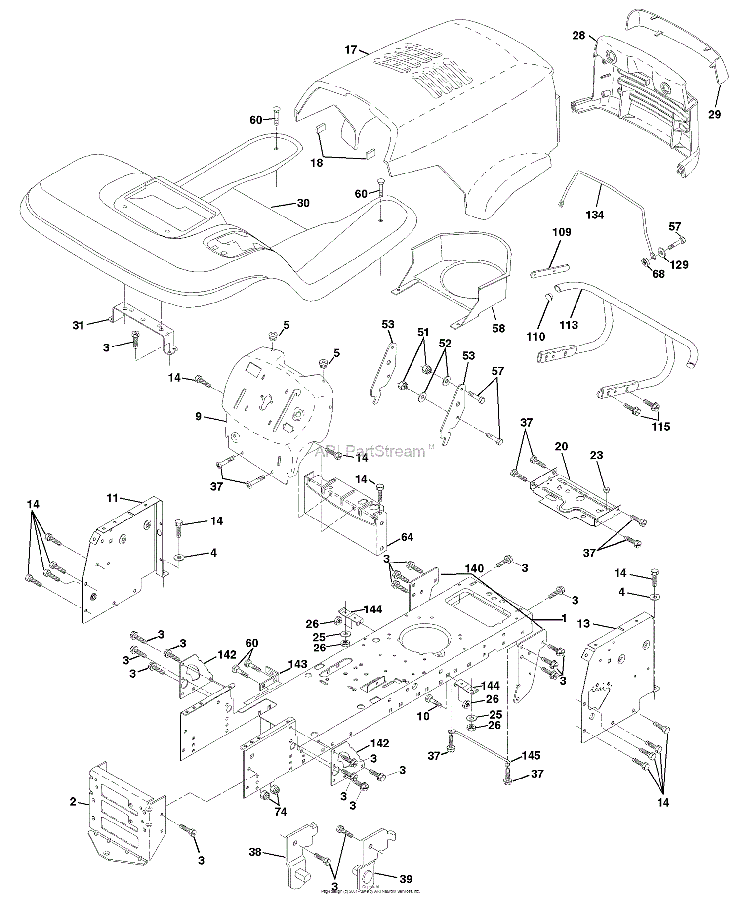 Husqvarna LTH 130 (954140005G) (1998-07) Parts Diagram for Chassis And ...