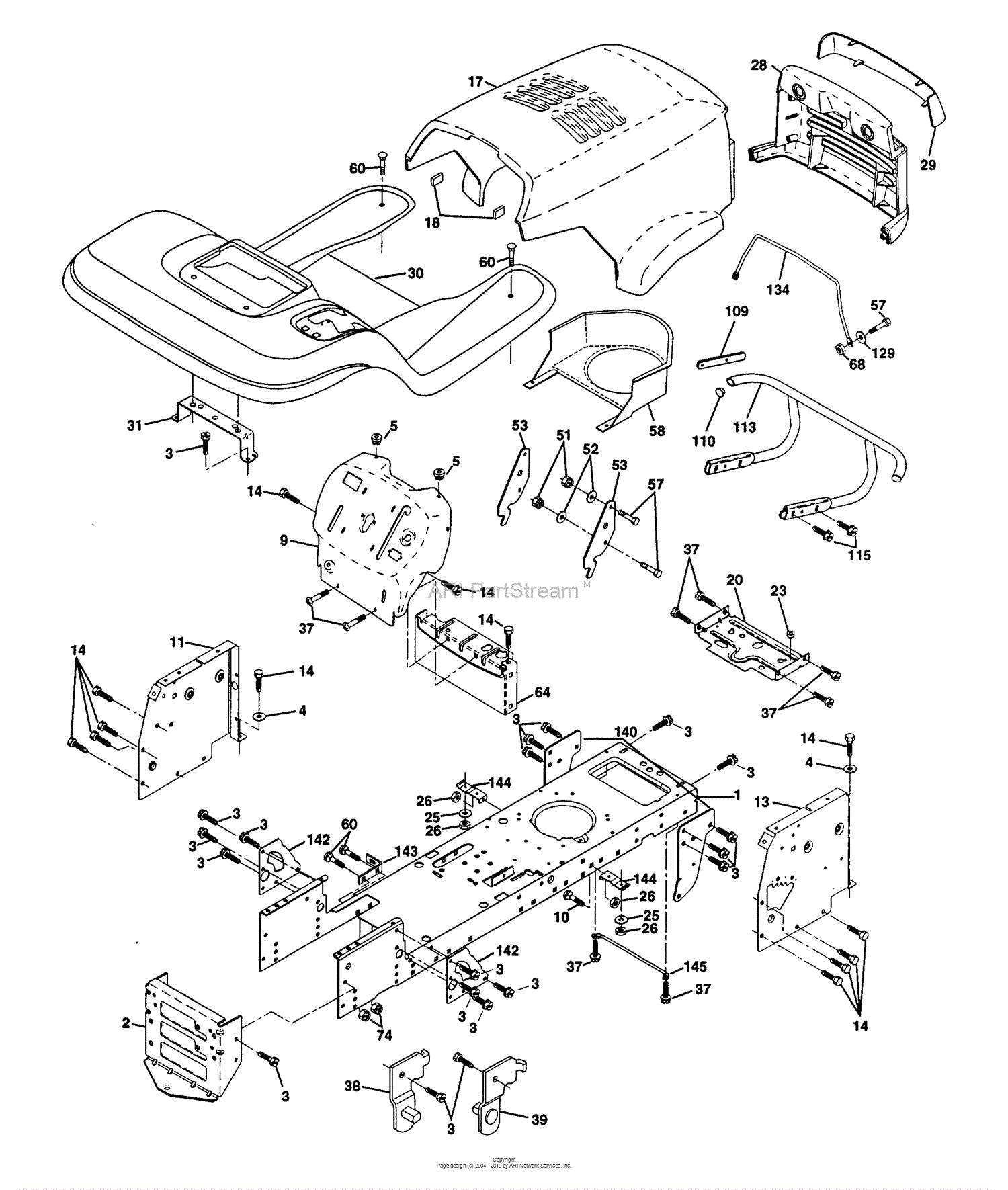 Husqvarna Lth 130 (954140005h) (1998-07) Parts Diagram For Chassis And 