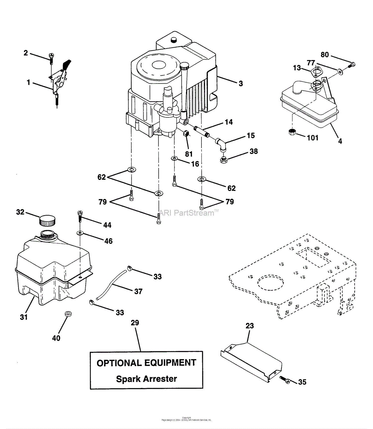 Husqvarna LTH 130 (954140005H) (1998-07) Parts Diagram for Engine