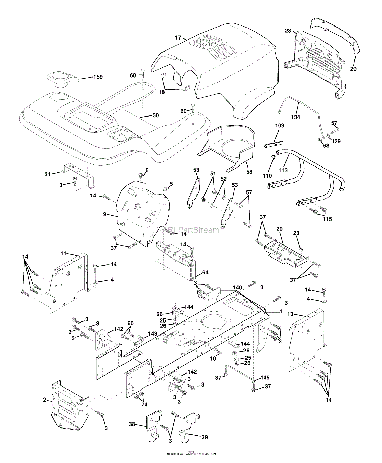 Husqvarna LTH 130 (954140005K) (1999-03) Parts Diagram for Chassis ...