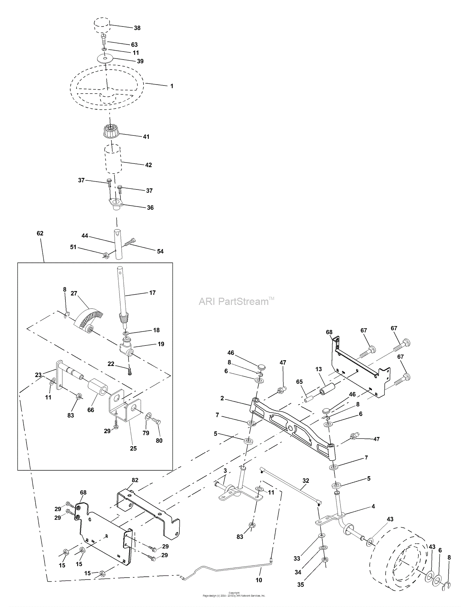 Husqvarna LTH 130 (954140107A) (1999-11) Parts Diagram for Steering ...