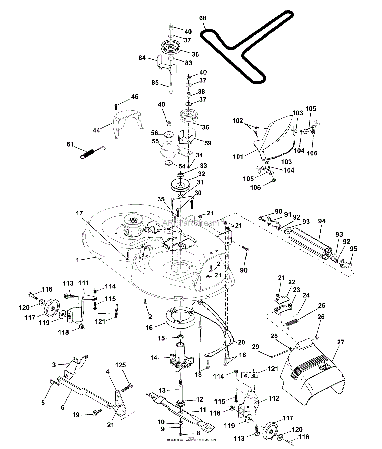 Husqvarna LTH 130 (954830061A) (1996-01) Parts Diagram for Mower Deck