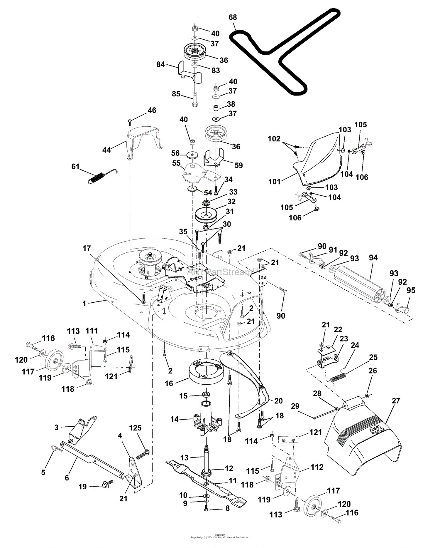 Husqvarna LTH 130 (954830061B) (1996-02) Parts Diagram for Mower Deck