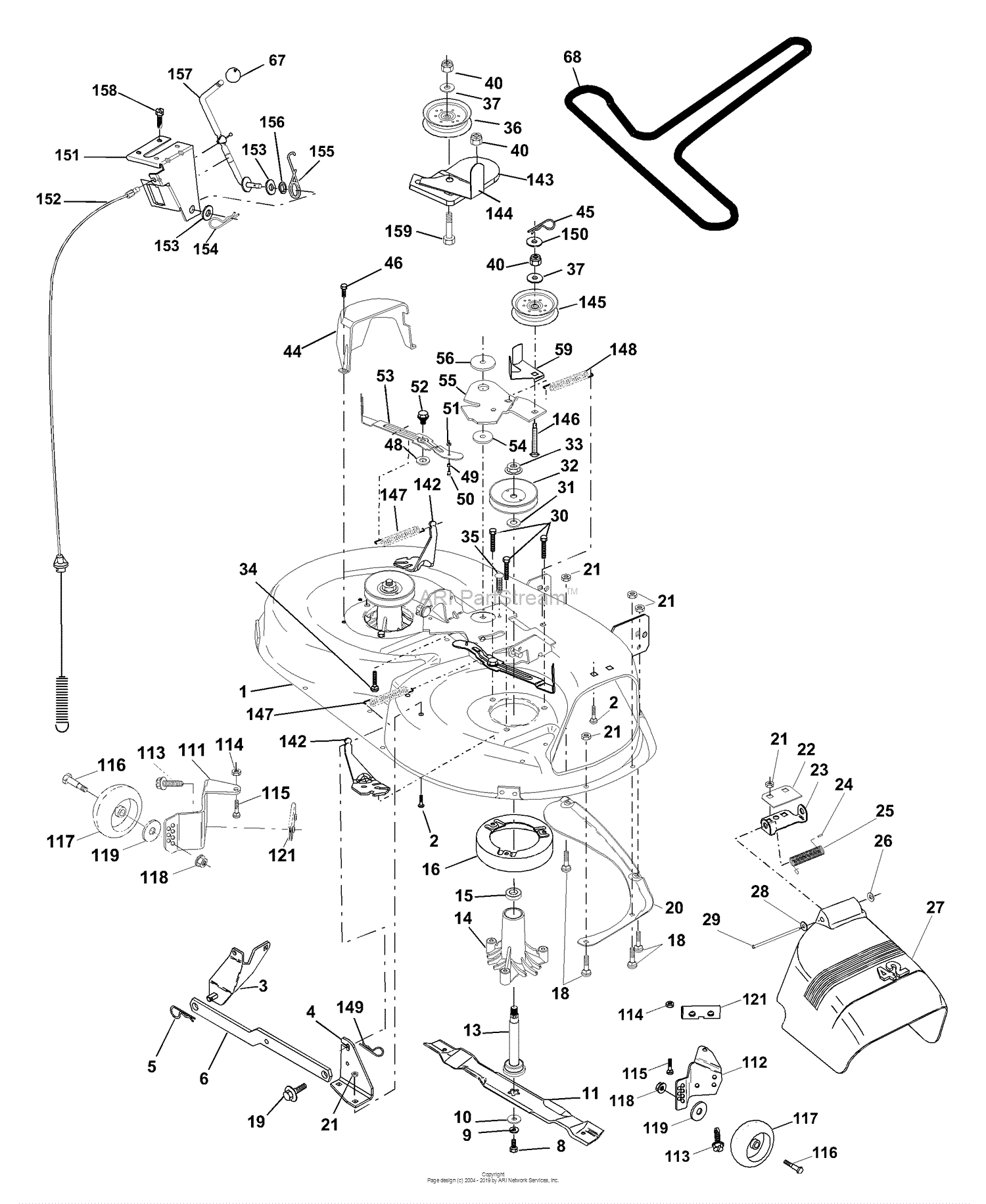 Husqvarna LTH 1342 A (954567031) (2000-12) Parts Diagram for Mower Deck