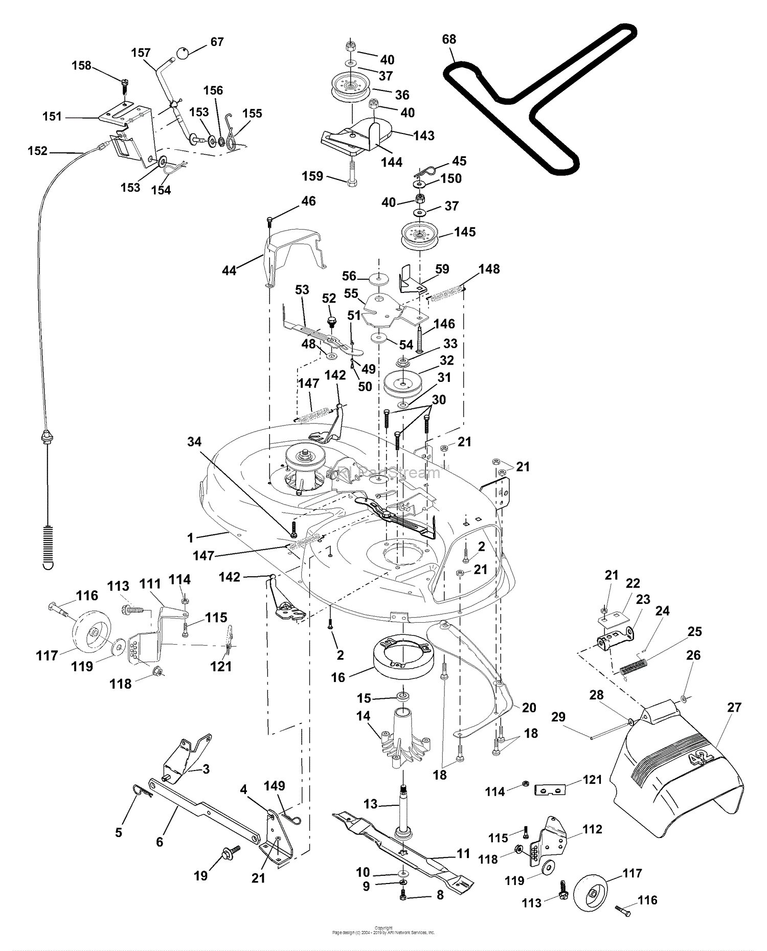 Husqvarna LTH 1342 B (954567031) (2001-01) Parts Diagram For Mower Deck