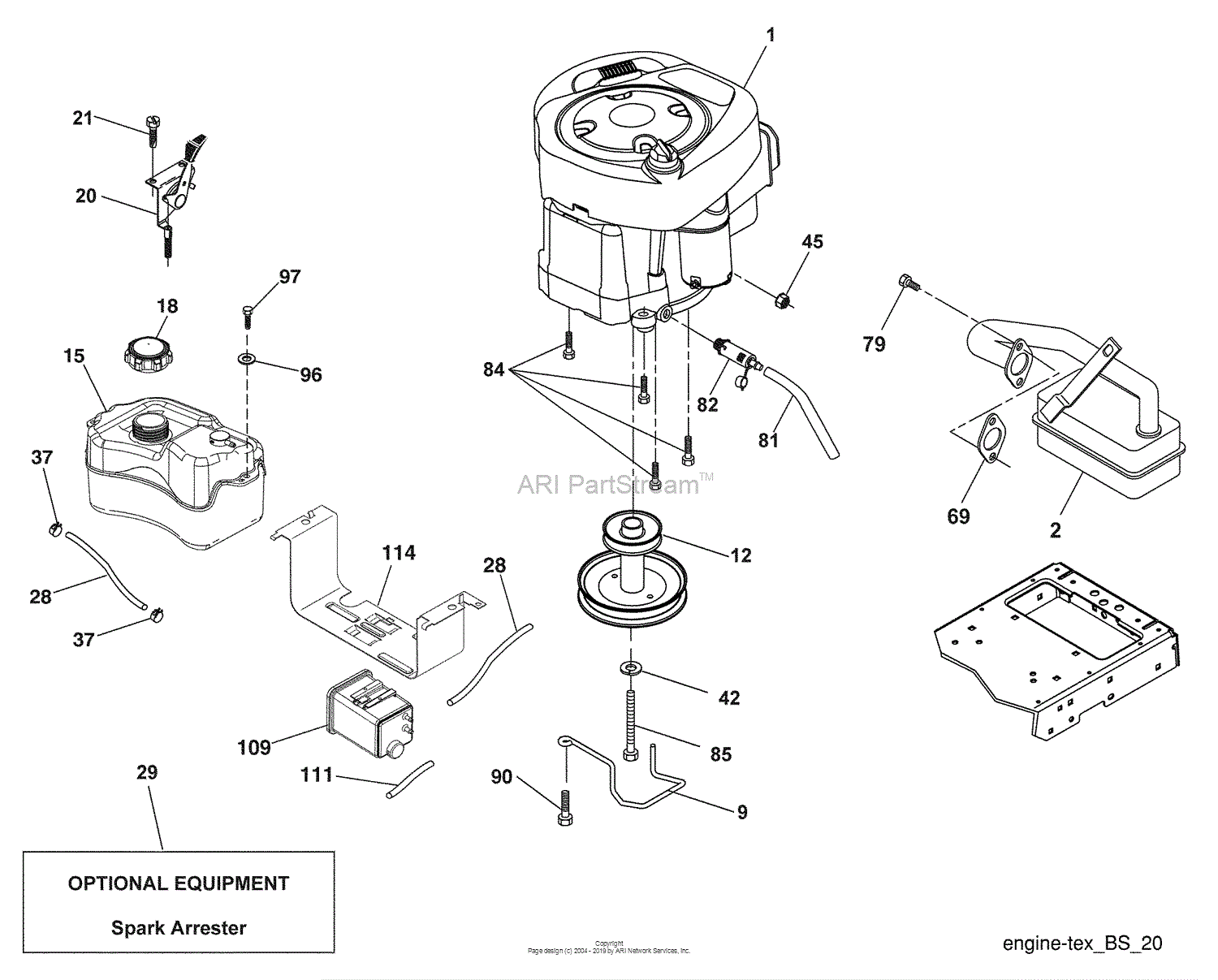 Husqvarna LTH 1438 (CA) (96043006900) (2008-12) Parts Diagram for Engine