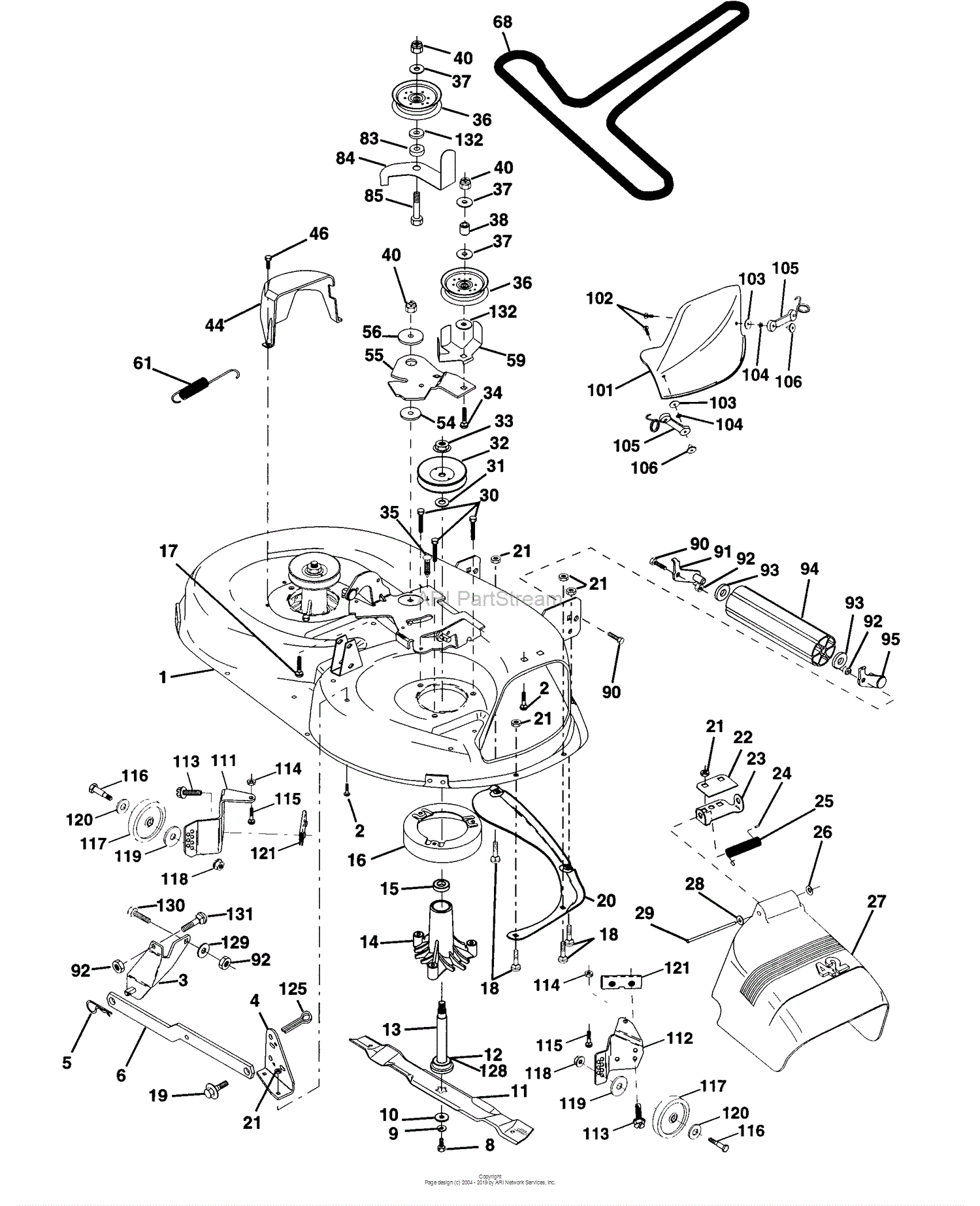 Husqvarna LTH 145 (199712) Parts Diagram for Mower Deck