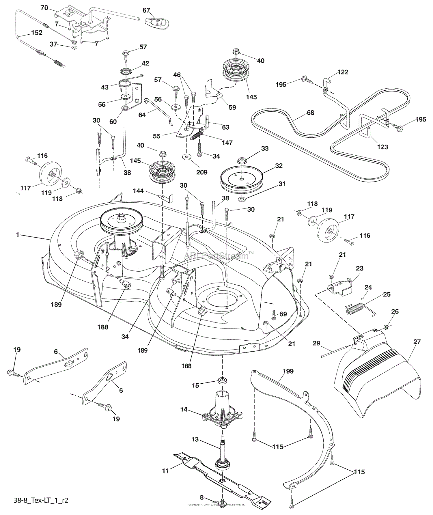 Husqvarna LTH 1538 (96043003802) (2008-04) Parts Diagram for Mower Deck