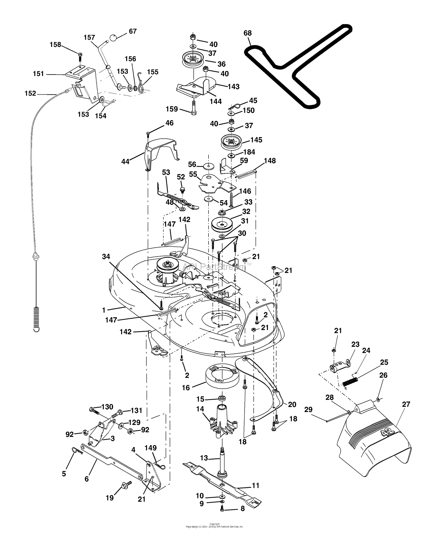 Husqvarna LTH 1742 C (954570376) (2003-02) Parts Diagram for Mower Deck