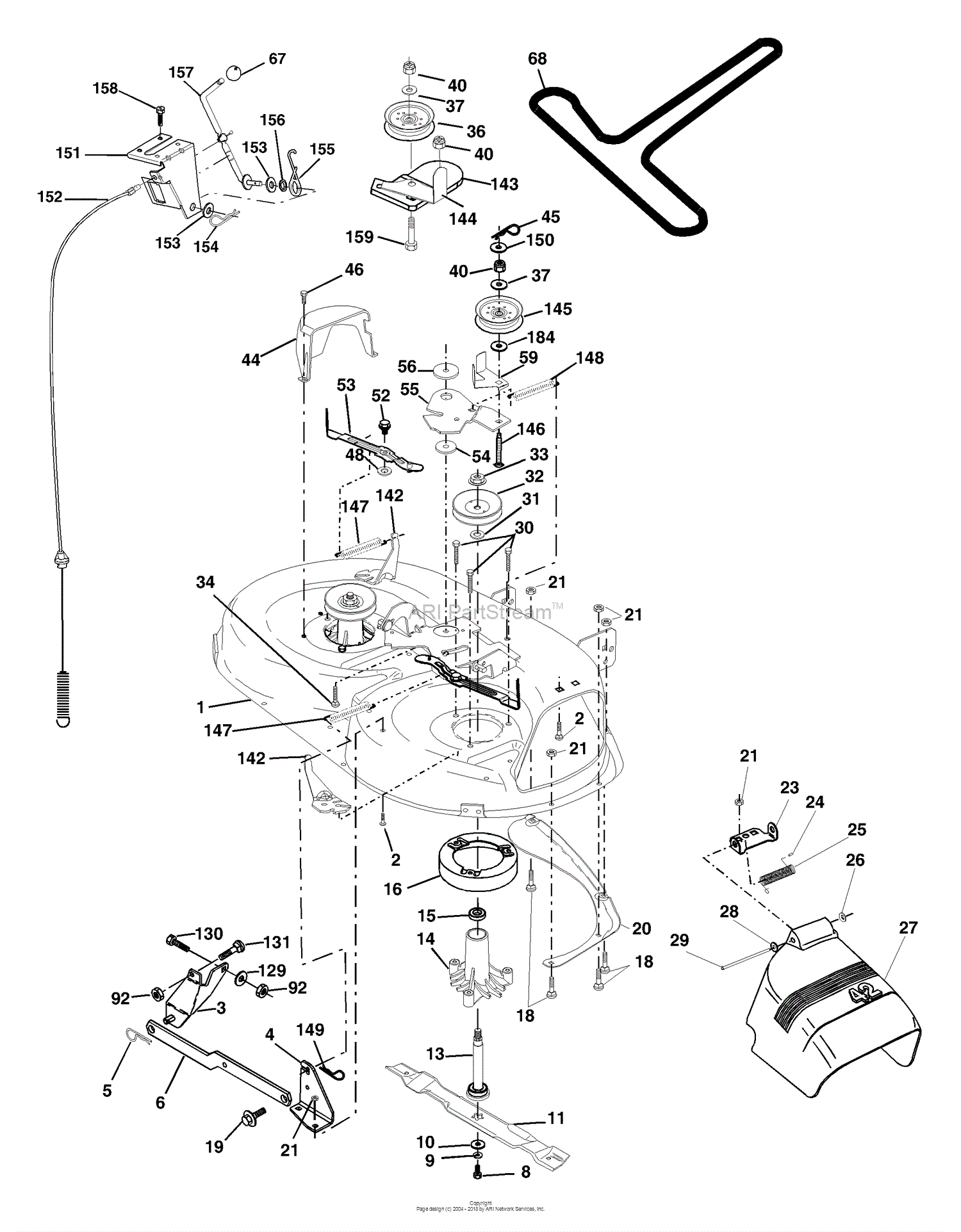 Husqvarna LTH 1742 D (954570376) (2003-05) Parts Diagram for Mower Deck